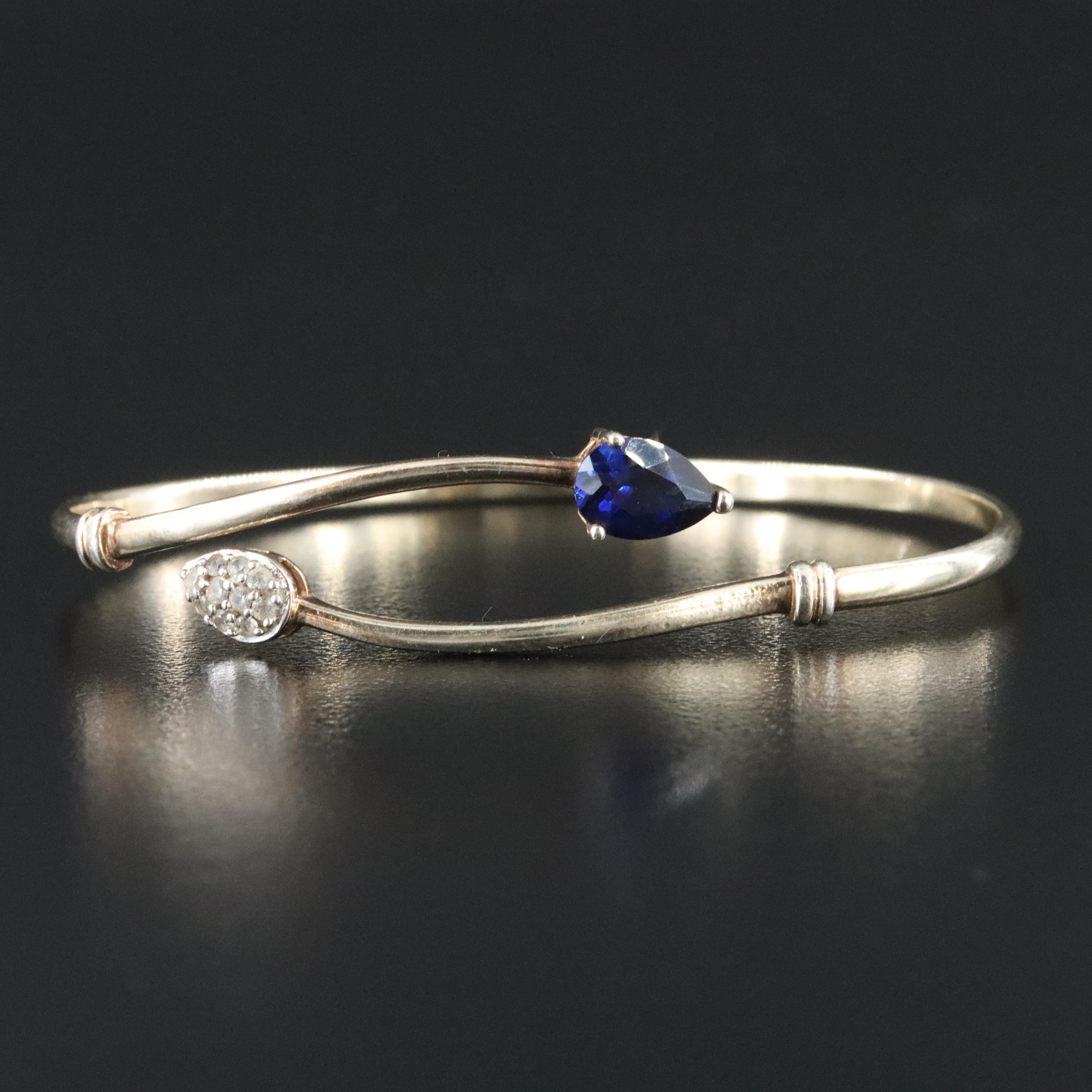 Sterling Bypass Blue and White Sapphire Bracelet