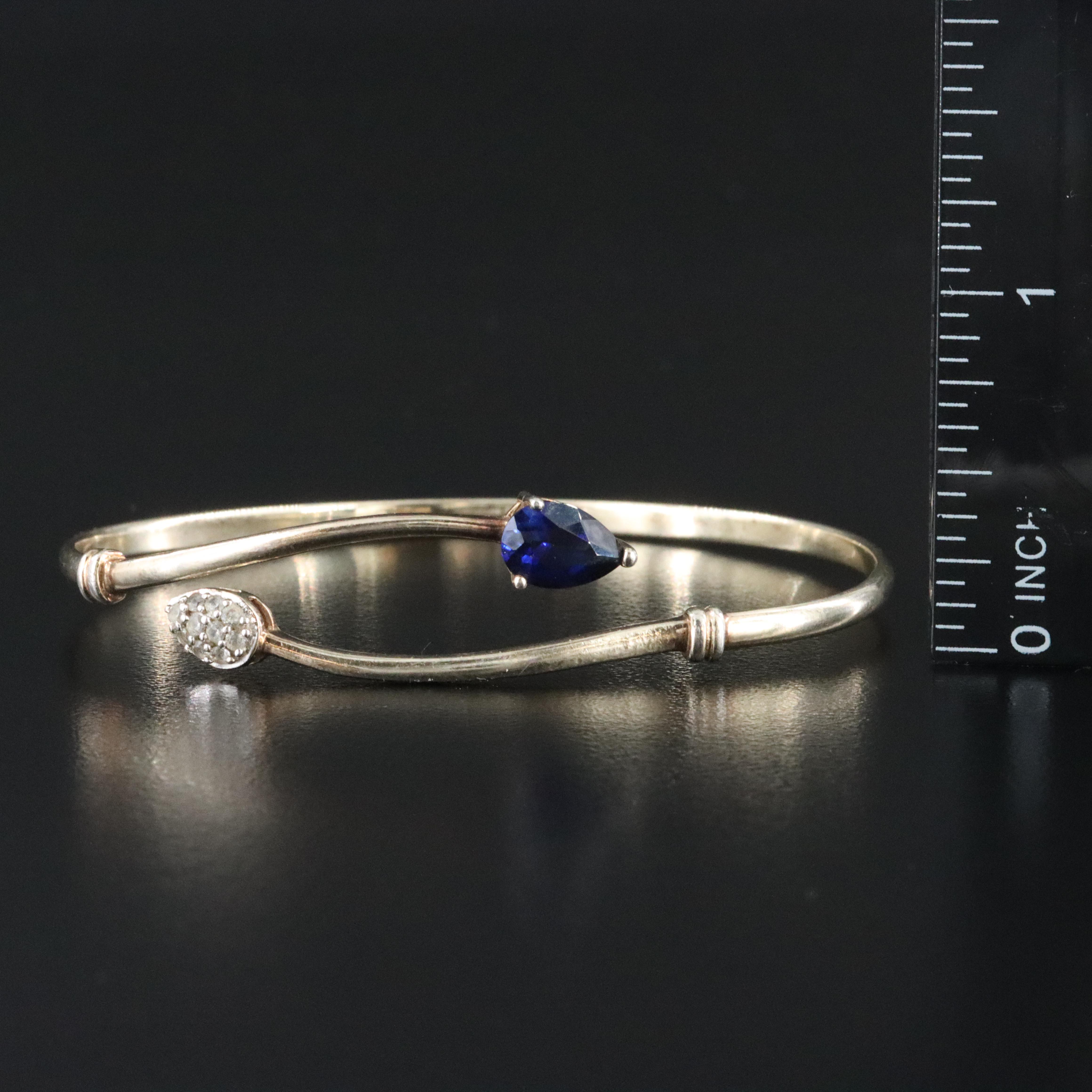 Sterling Bypass Blue and White Sapphire Bracelet