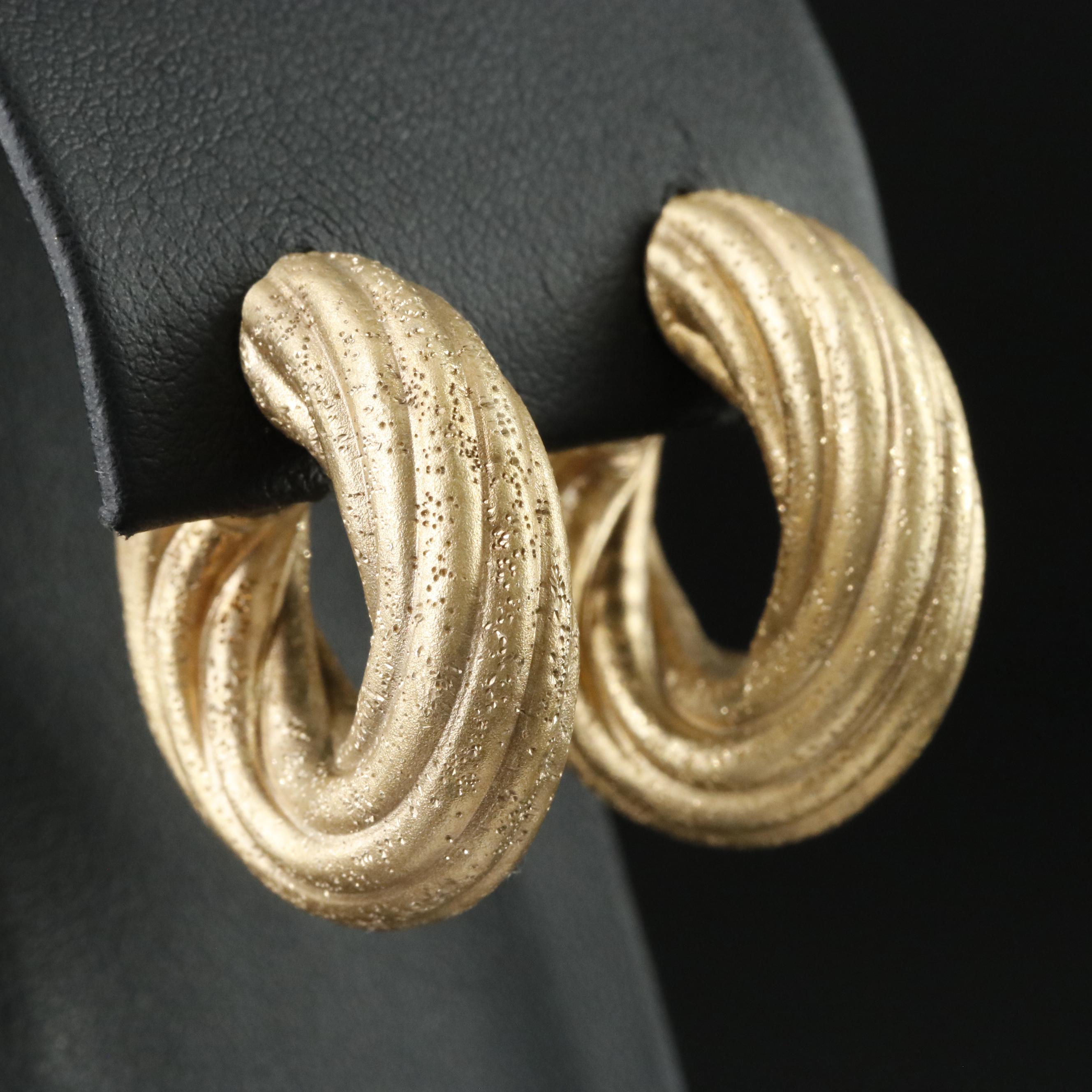 Sterling Fluted Hoop Earrings with Matte Finish