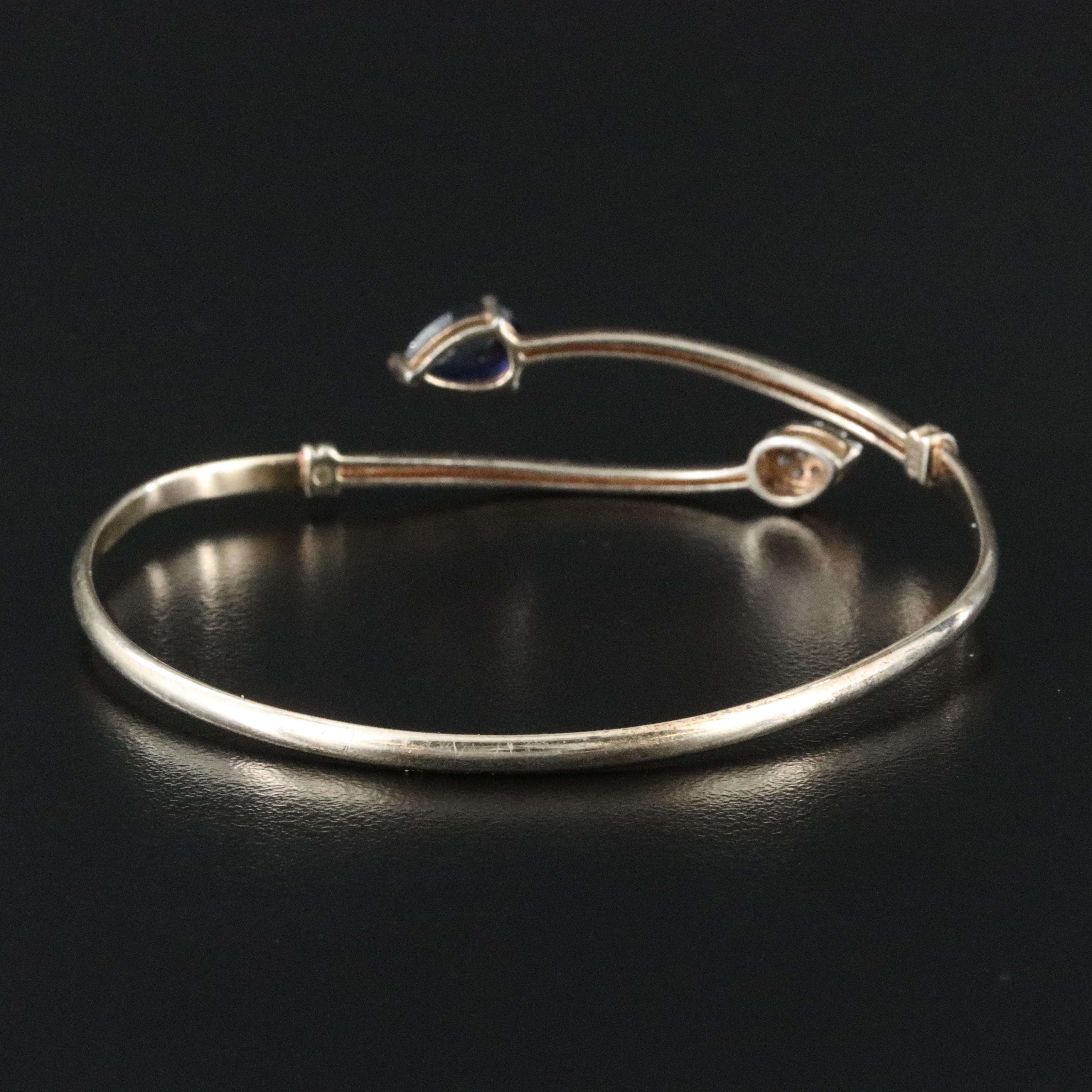 Sterling Bypass Blue and White Sapphire Bracelet