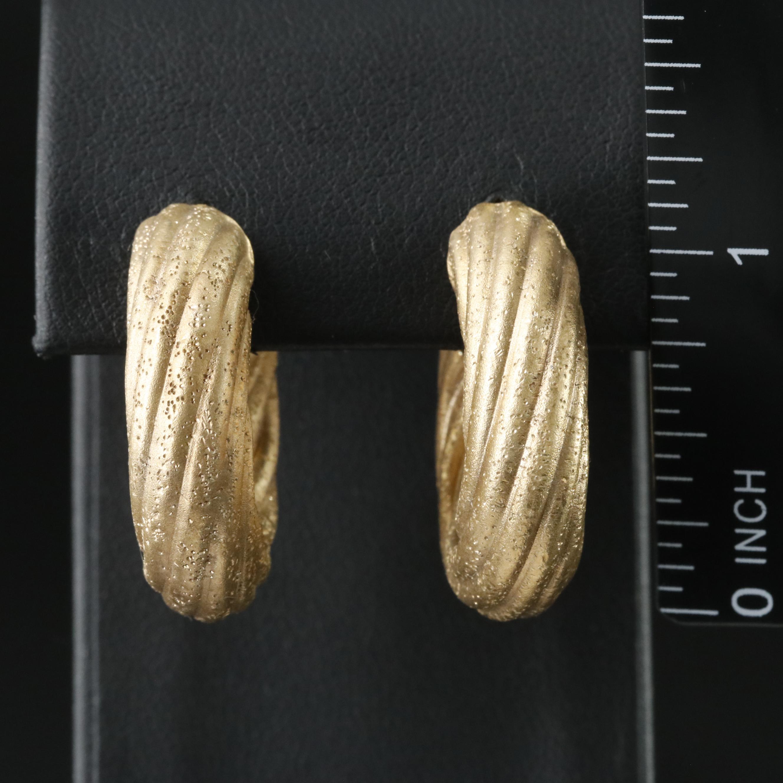 Sterling Fluted Hoop Earrings with Matte Finish