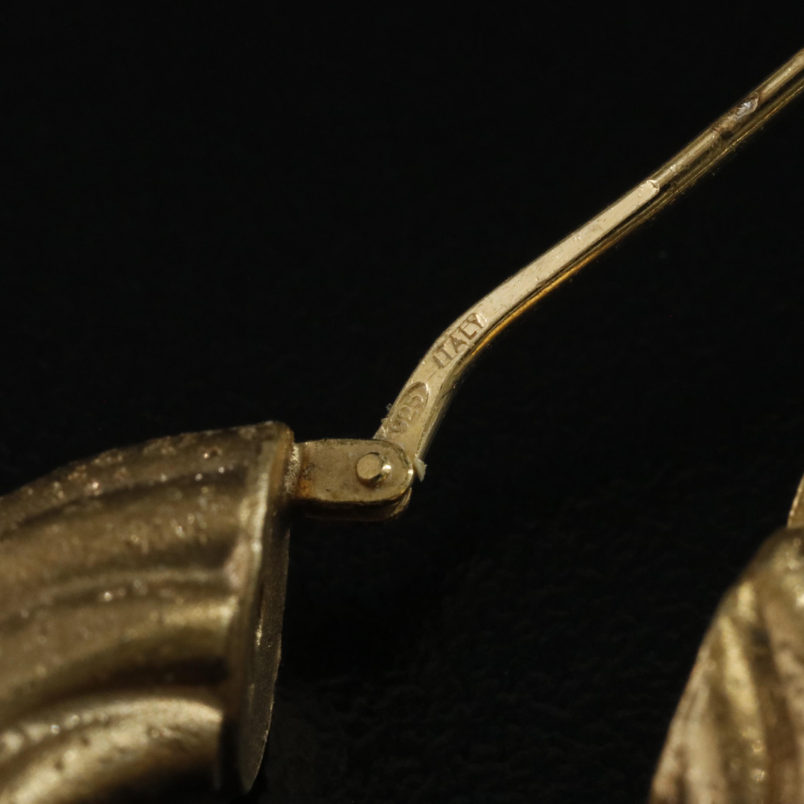 Sterling Fluted Hoop Earrings with Matte Finish