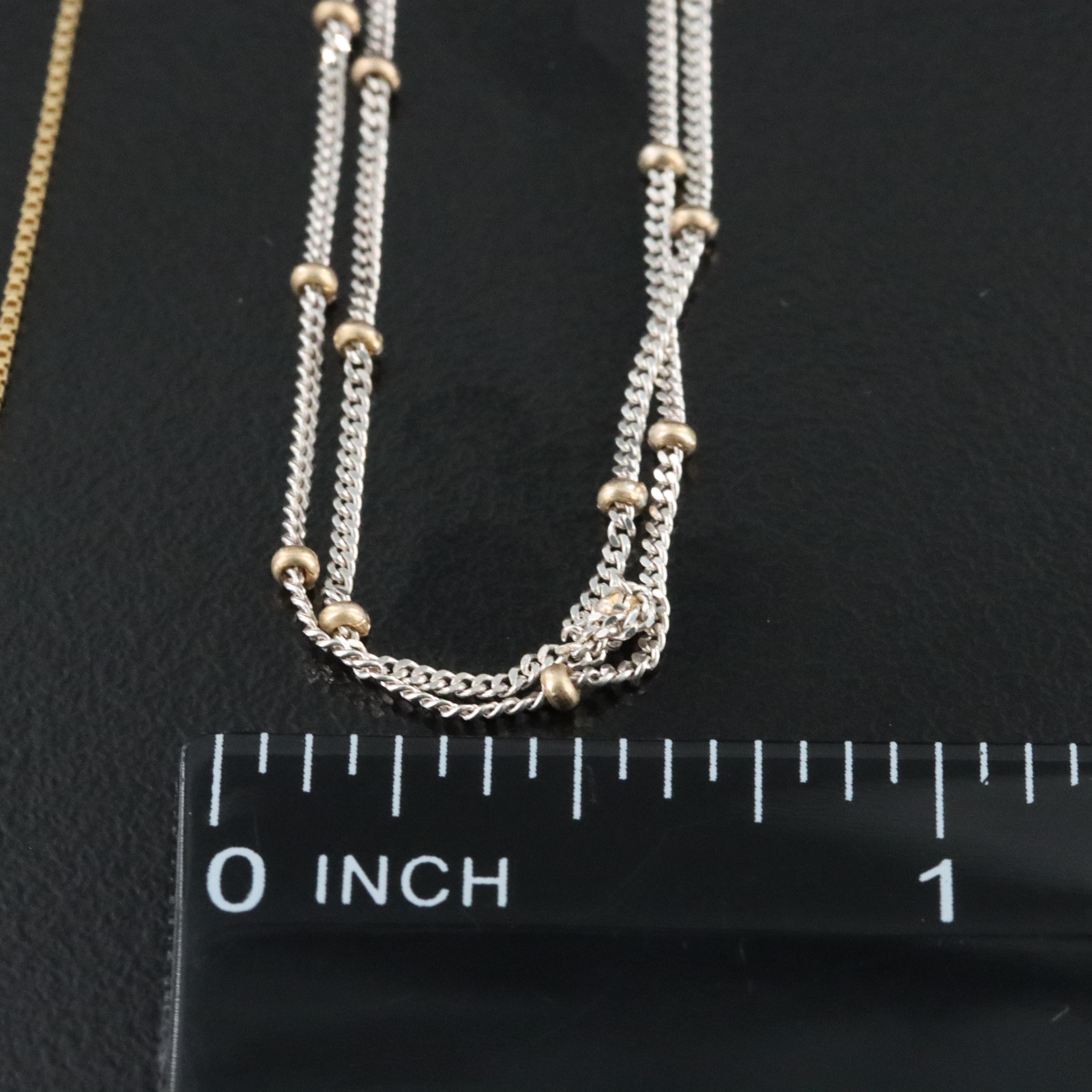 Sterling Gemstone Journey Pendant Necklace and Beaded Chain Necklace