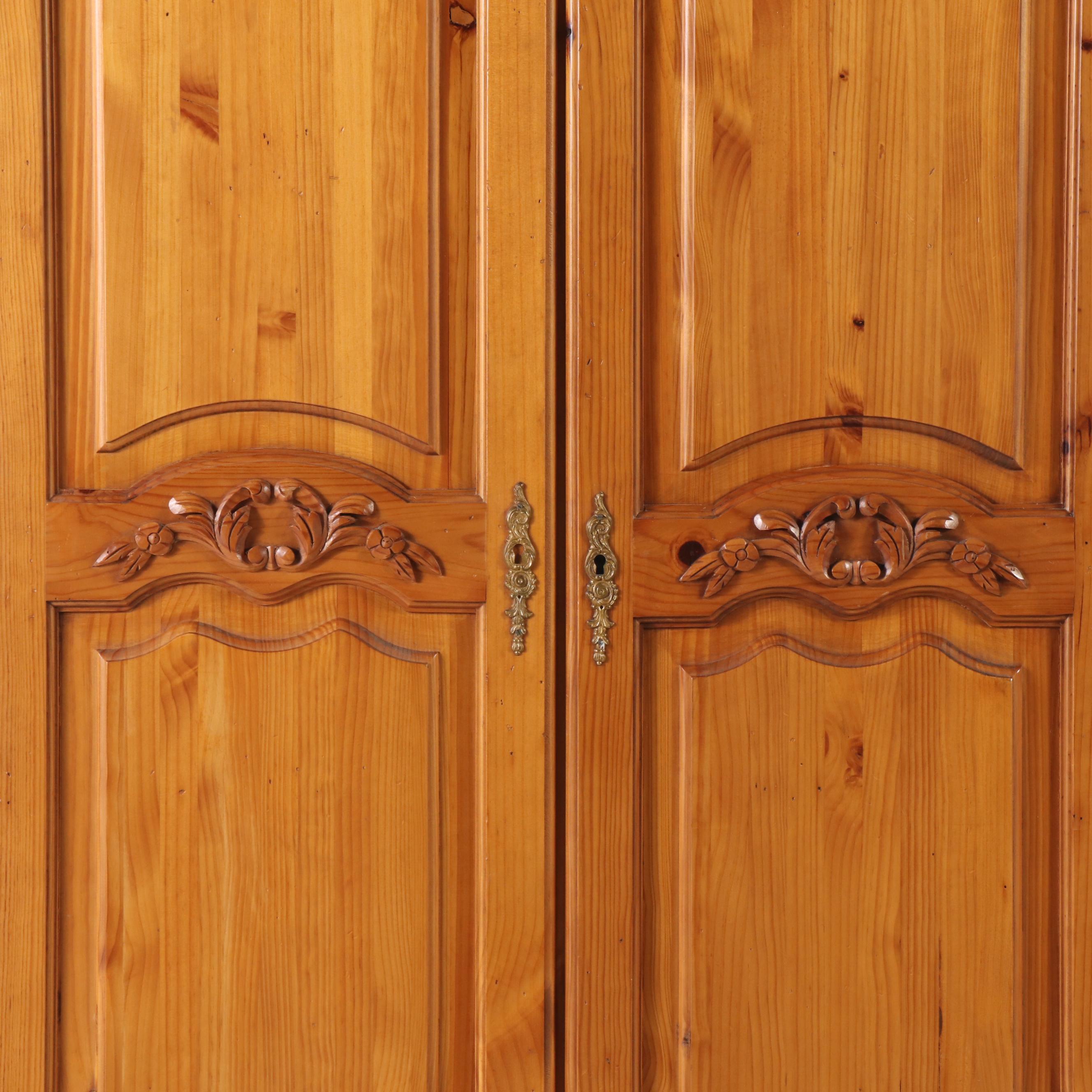 French Provincial Pine Armoire, Late 20th Century