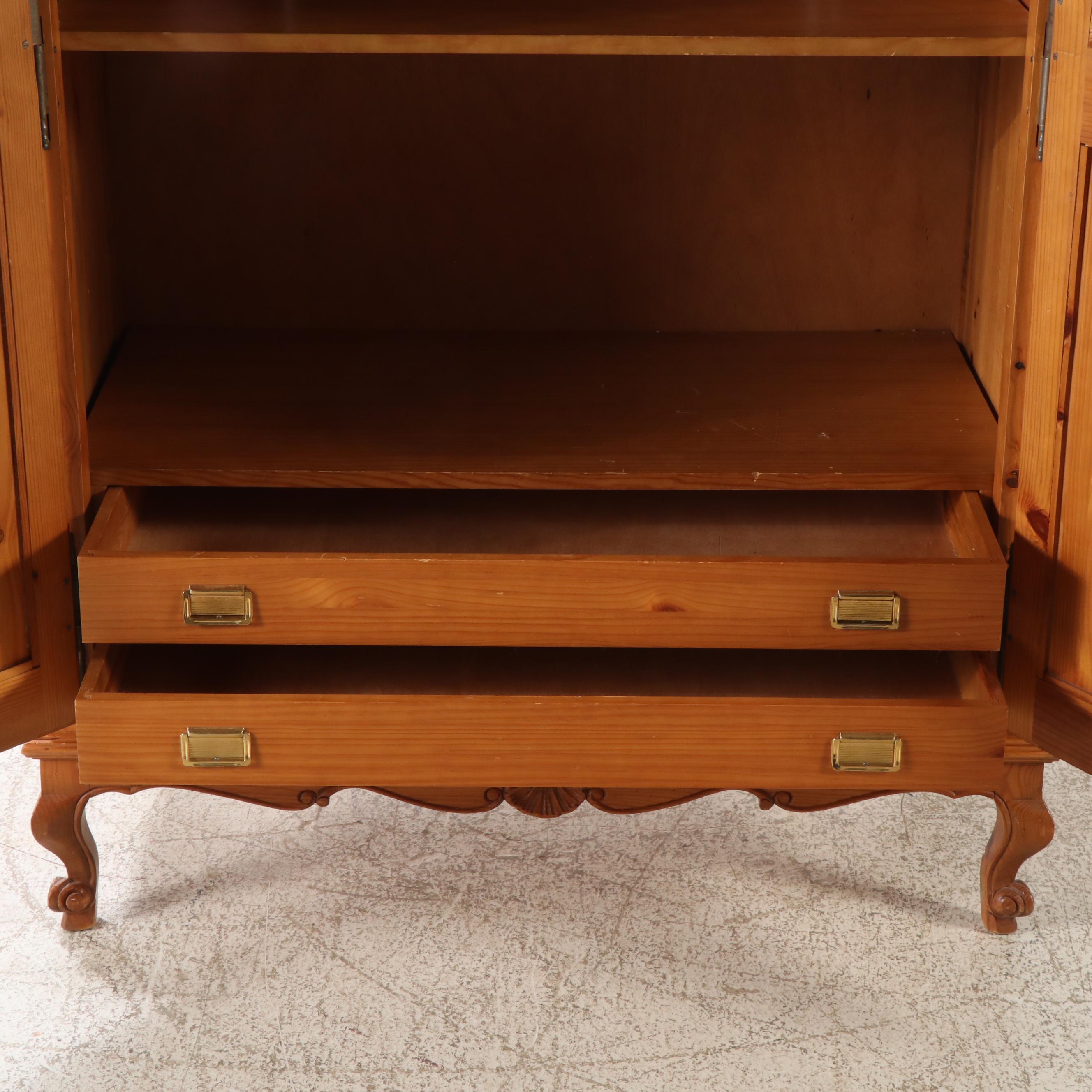 French Provincial Pine Armoire, Late 20th Century