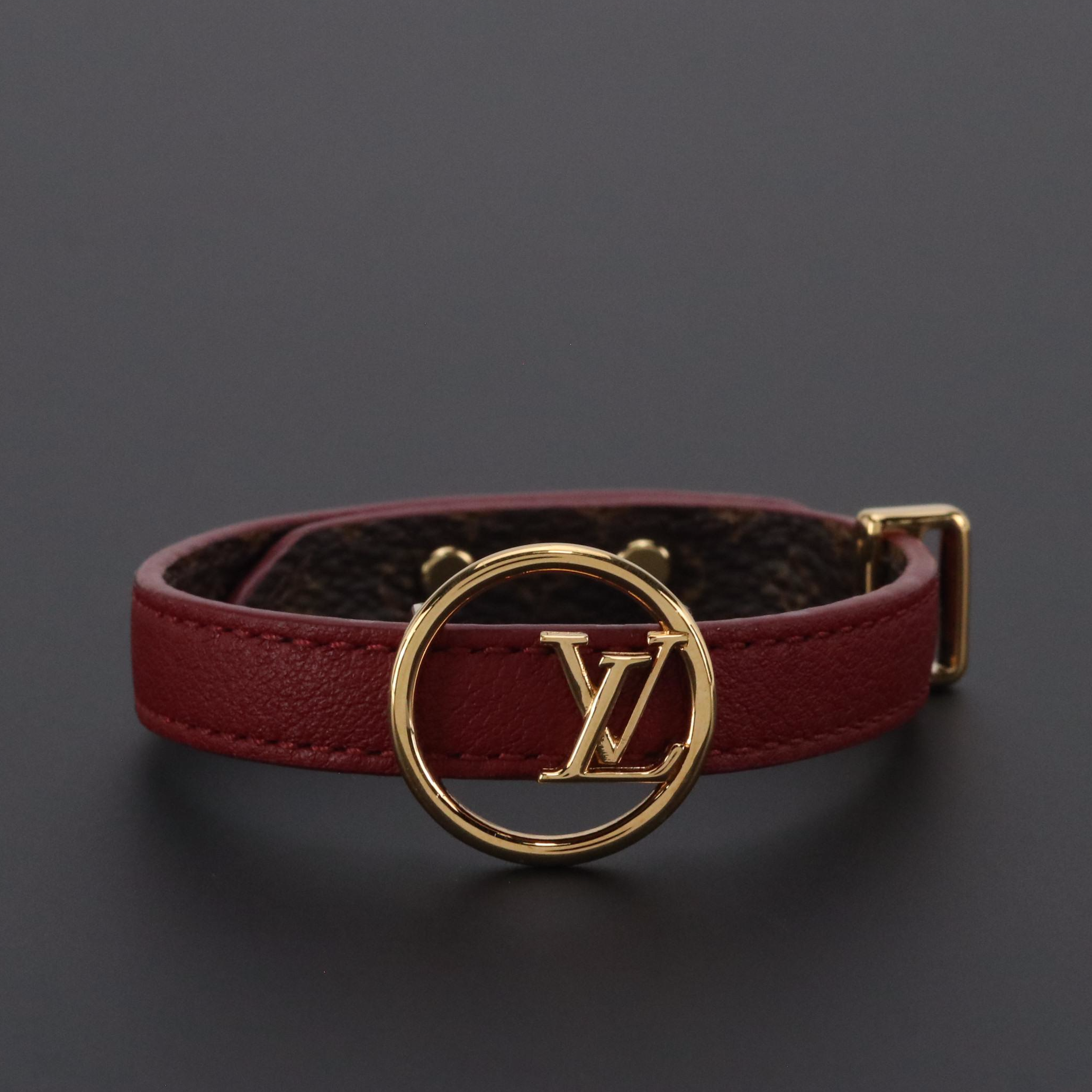 Louis Vuitton Reversible Bracelet in Monogram Canvas and Burgundy Leather