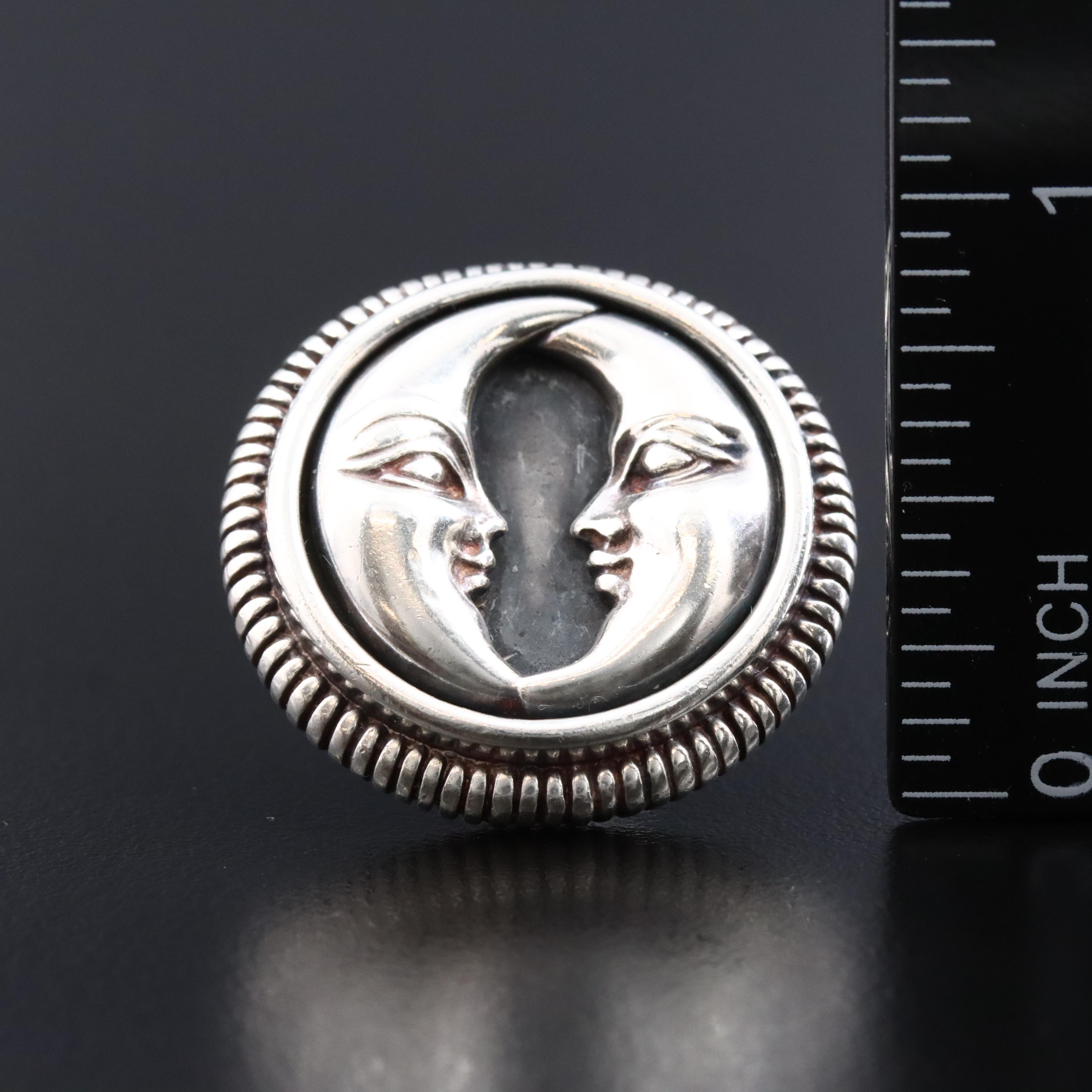 Barry Kieselstein-Cord Sterling Double Crescent Moon Button Earrings