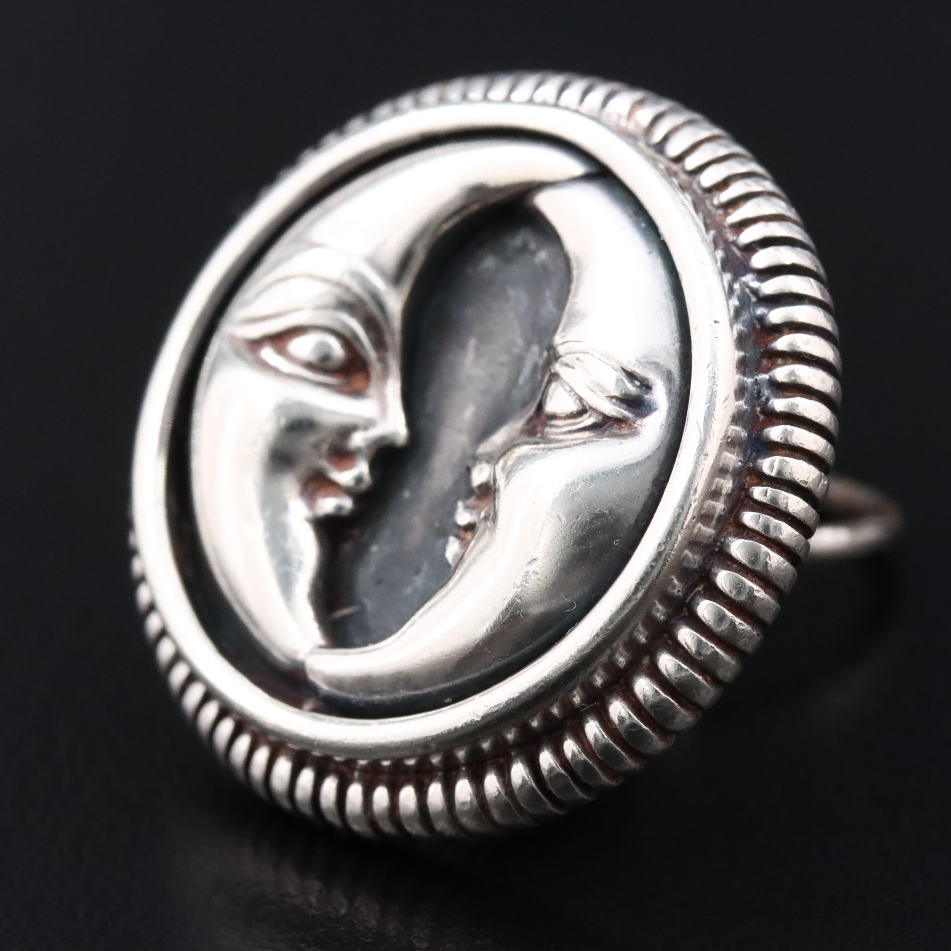 Barry Kieselstein-Cord Sterling Double Crescent Moon Button Earrings