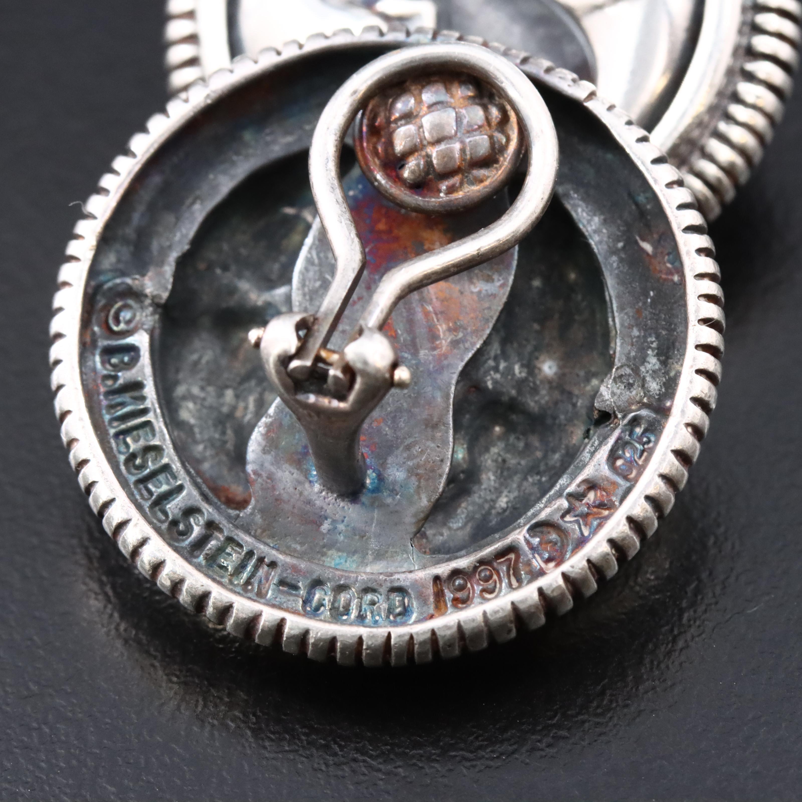 Barry Kieselstein-Cord Sterling Double Crescent Moon Button Earrings