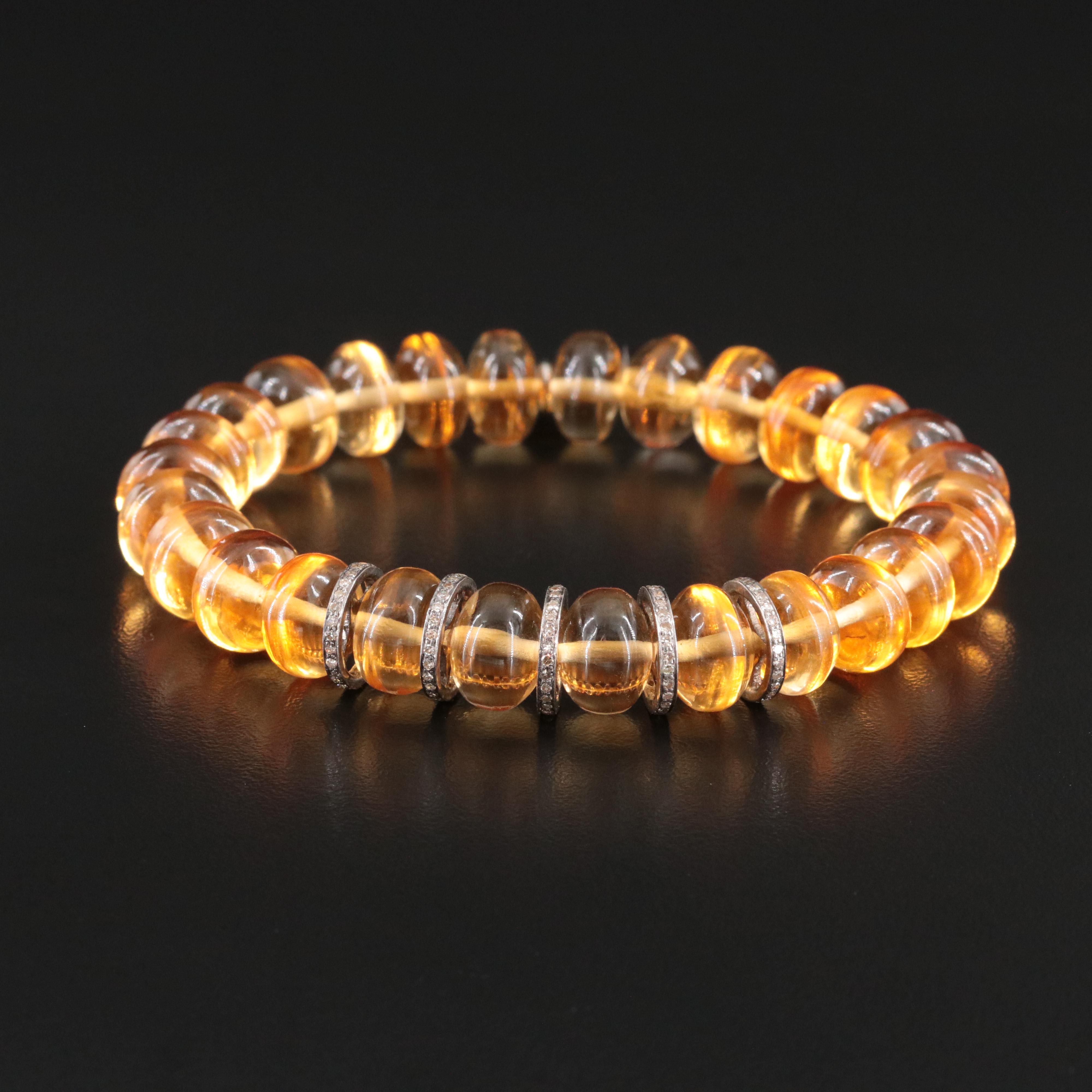 Sheryl Lowe Sterling Citrine and Diamond Bracelet