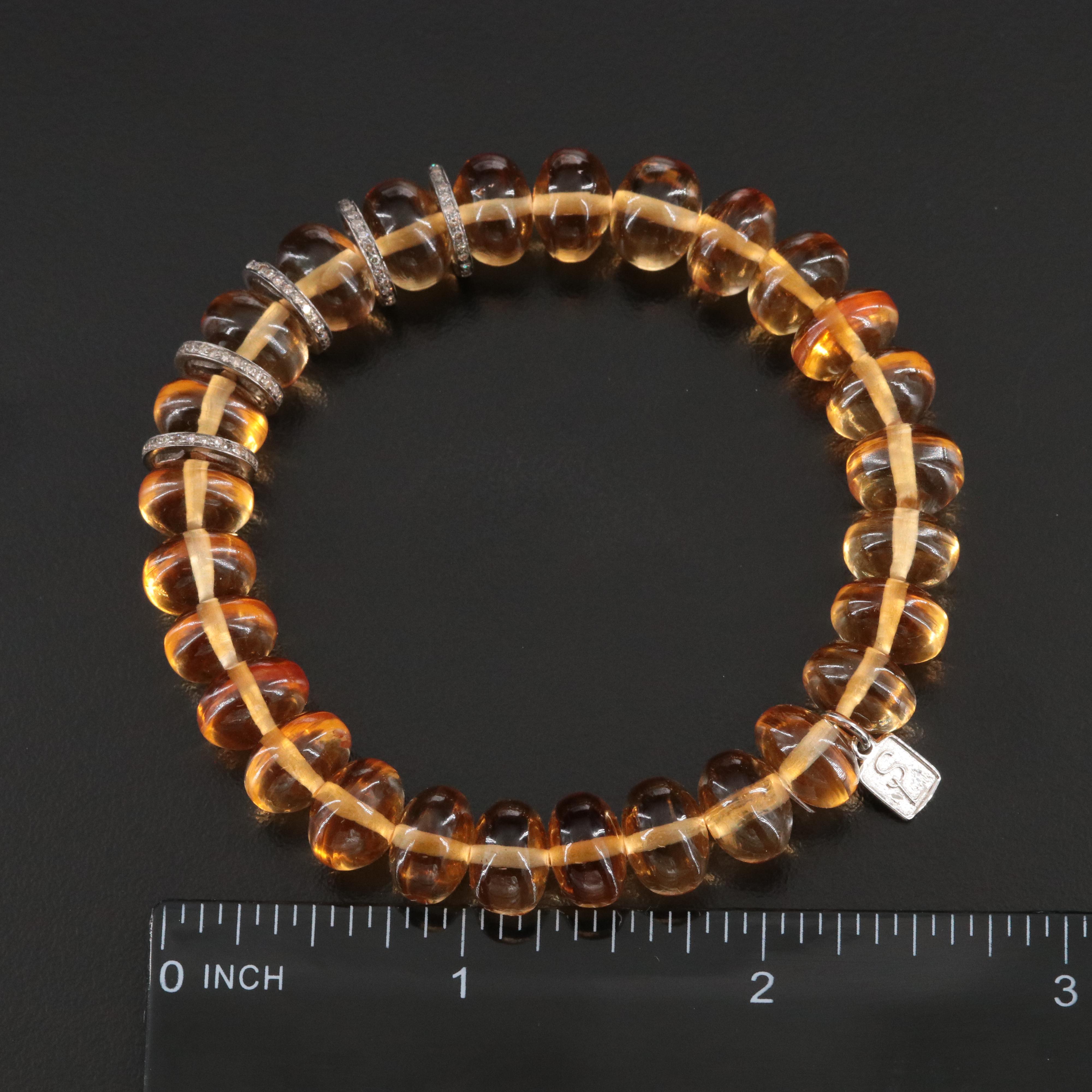 Sheryl Lowe Sterling Citrine and Diamond Bracelet
