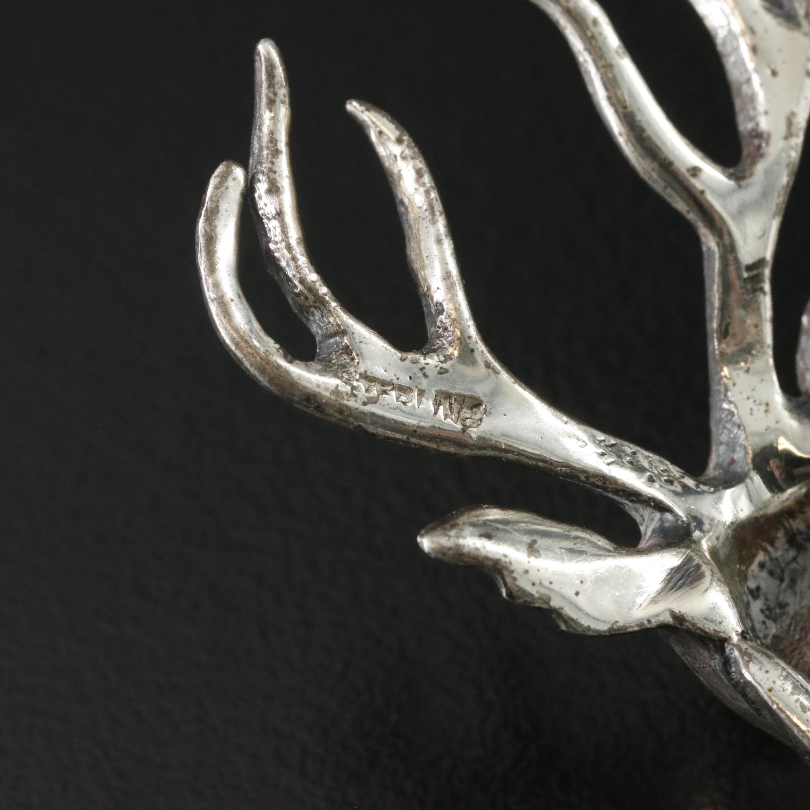Sterling Leaping Stag Brooch