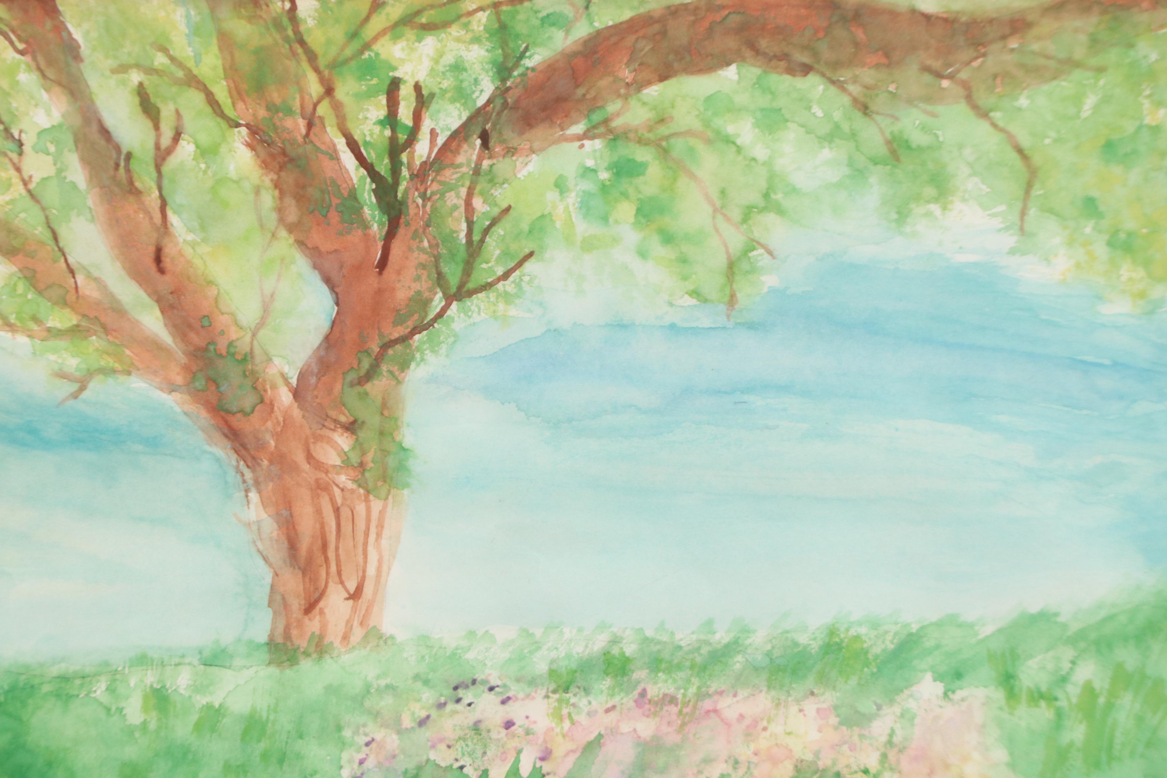 Folk Watercolor Painting "Spring," 1989