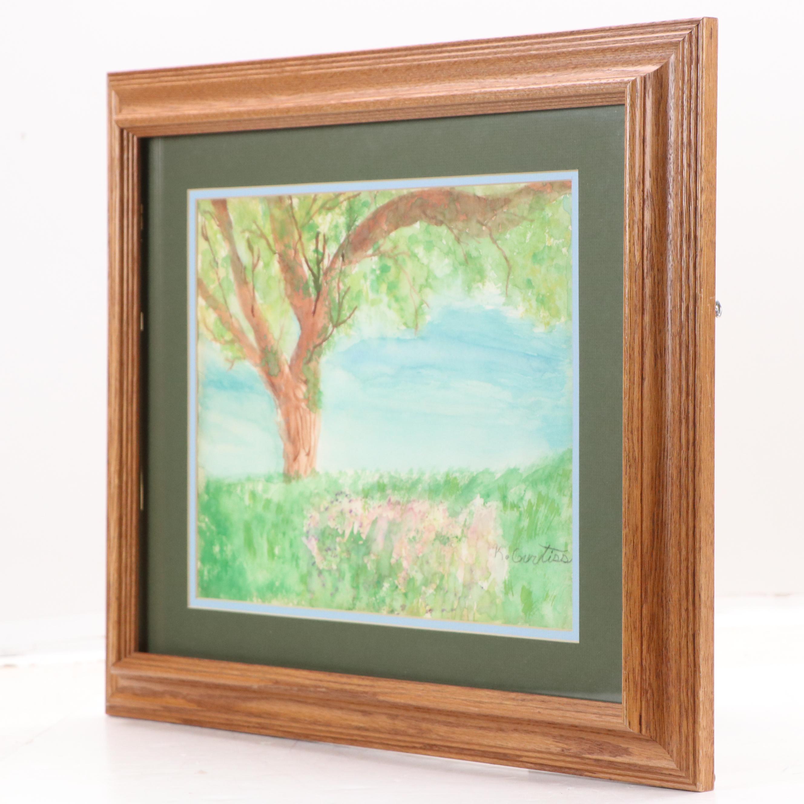 Folk Watercolor Painting "Spring," 1989