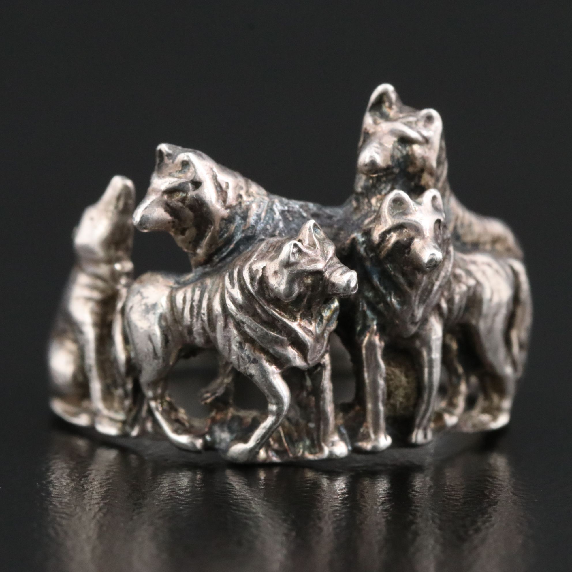 Sterling Wolf Pack Ring