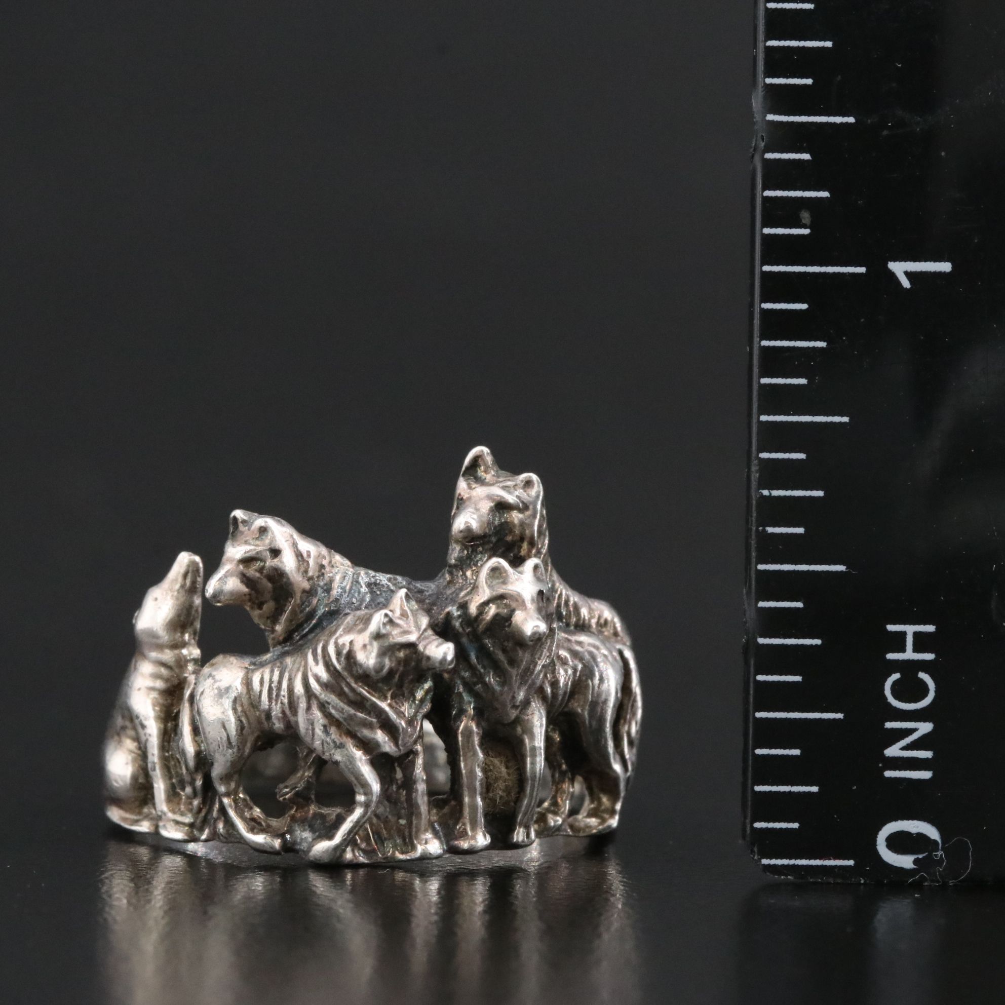 Sterling Wolf Pack Ring