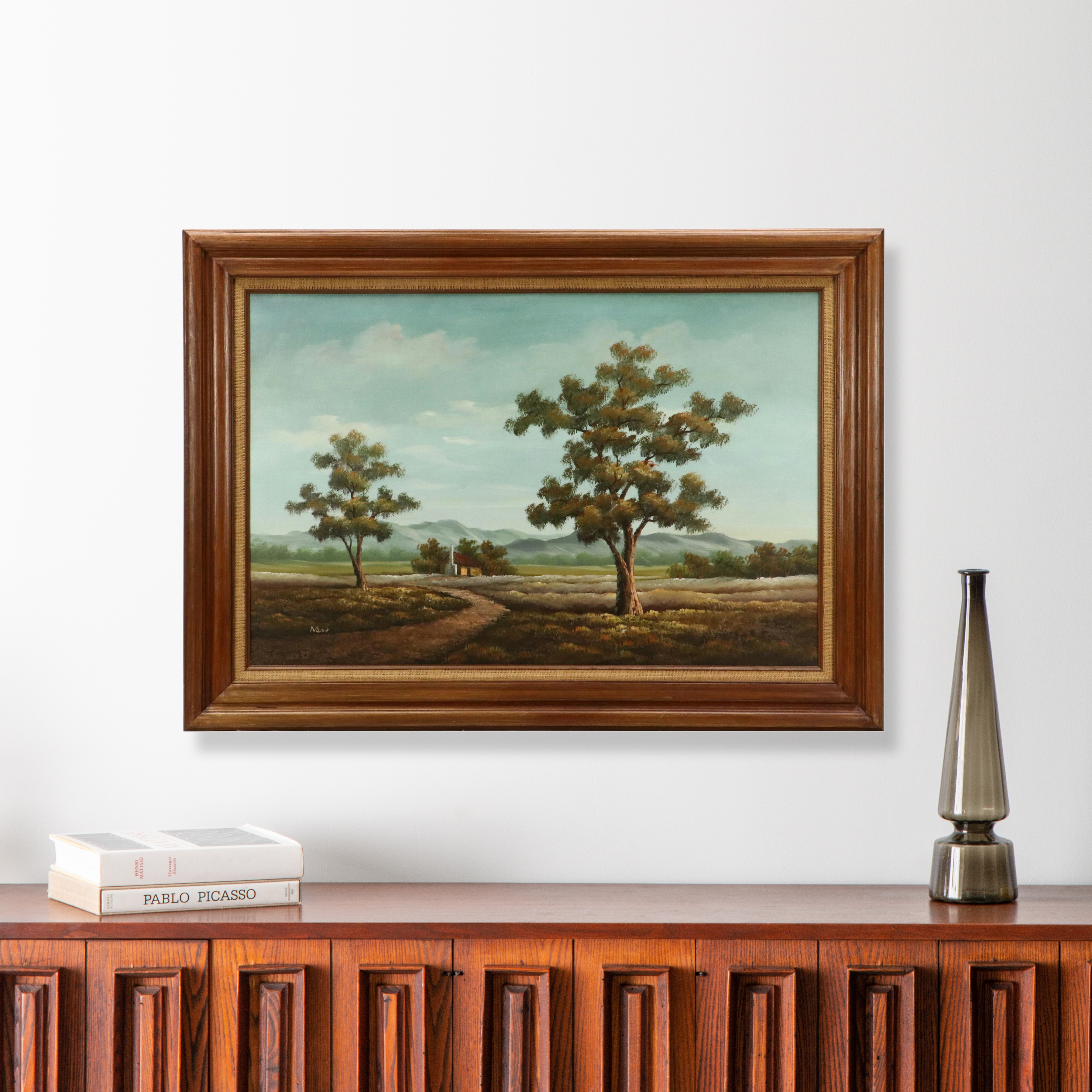 Nass Landscape Oil Painting with Cottage in Plains