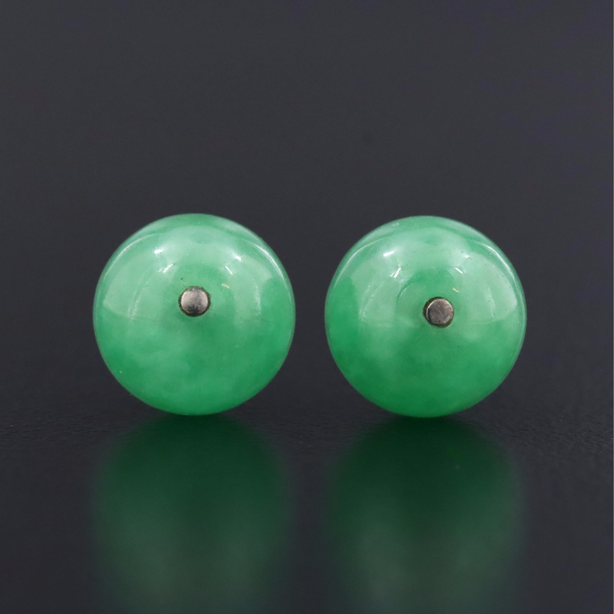 18K Jadeite Stud Earrings