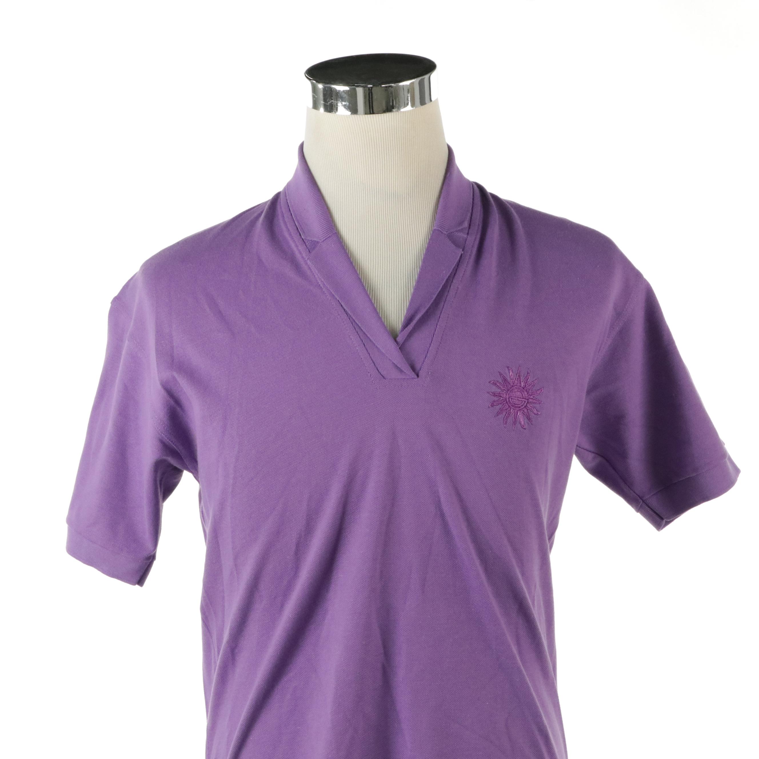 Men's Gucci Vintage Collared V-Neck Shirt in Purple Cotton