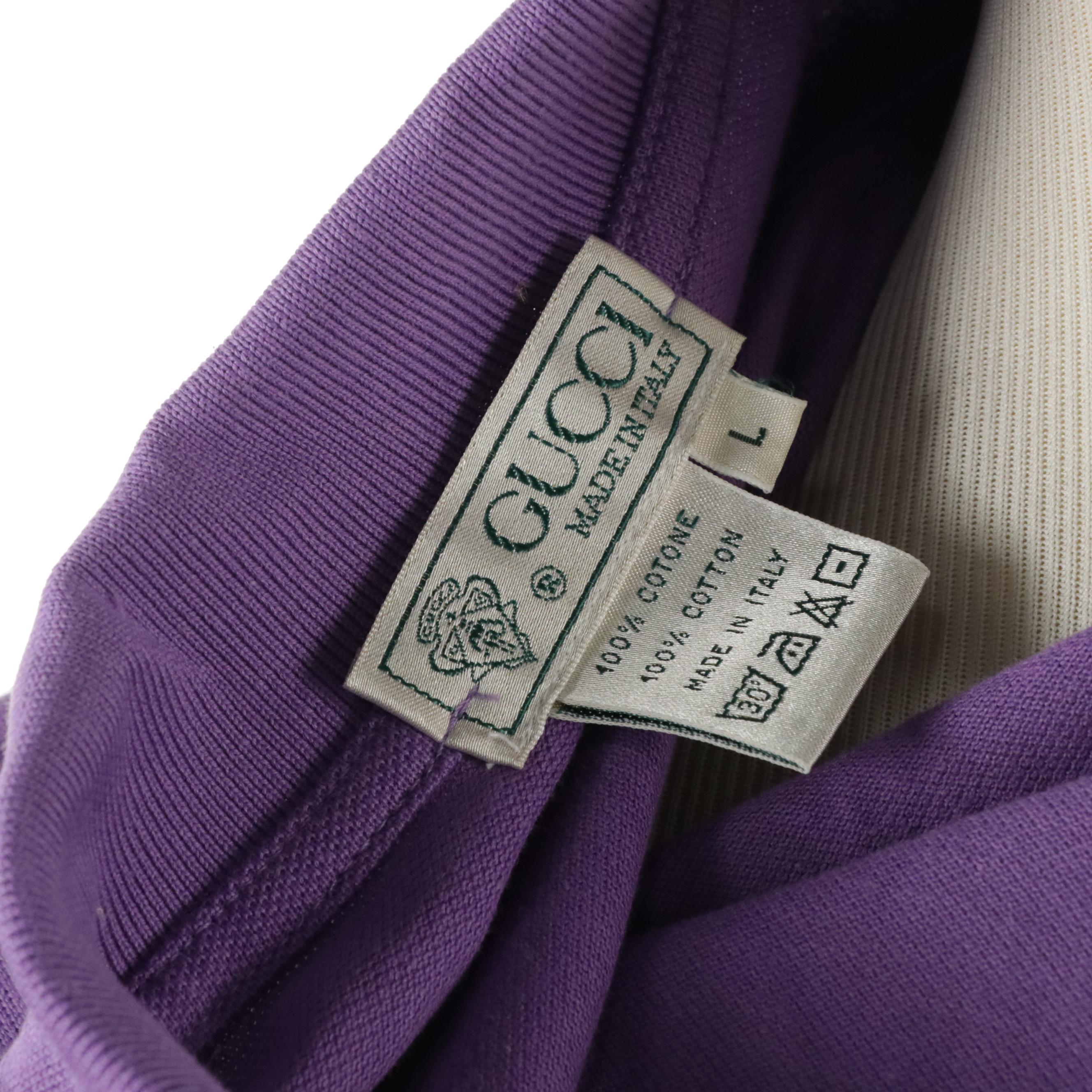 Men's Gucci Vintage Collared V-Neck Shirt in Purple Cotton