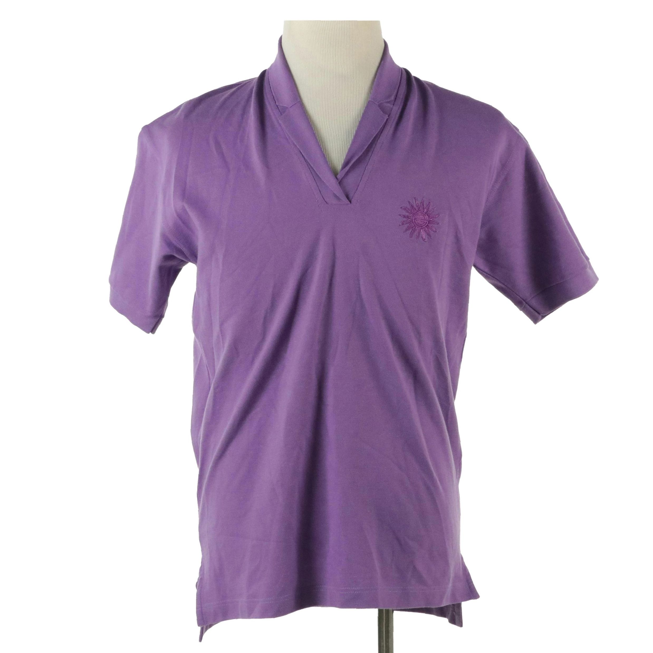 Men's Gucci Vintage Collared V-Neck Shirt in Purple Cotton