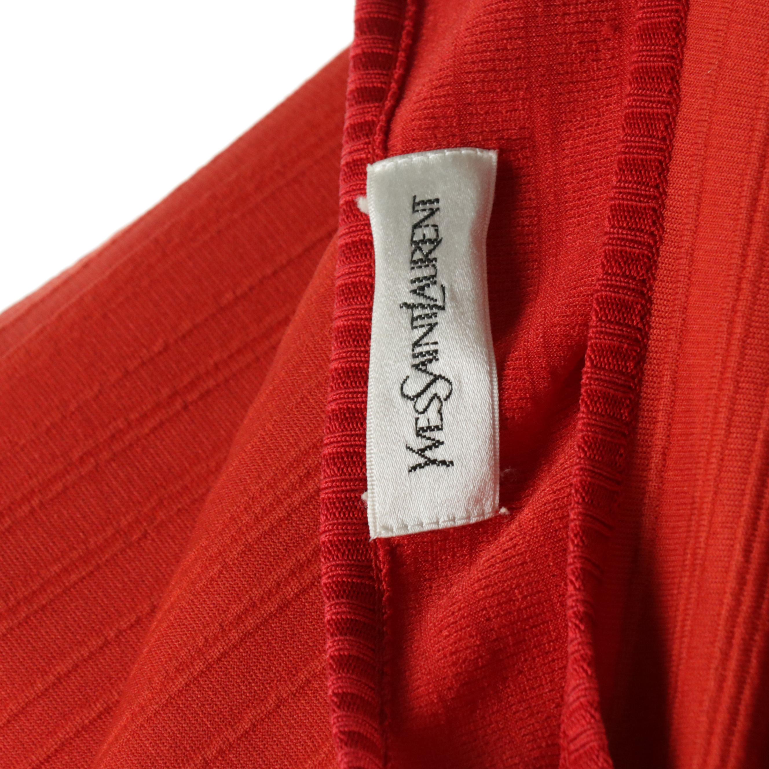 Yves Saint Laurent Vintage Textured Stripe Stretch Cotton Short Sleeve Top