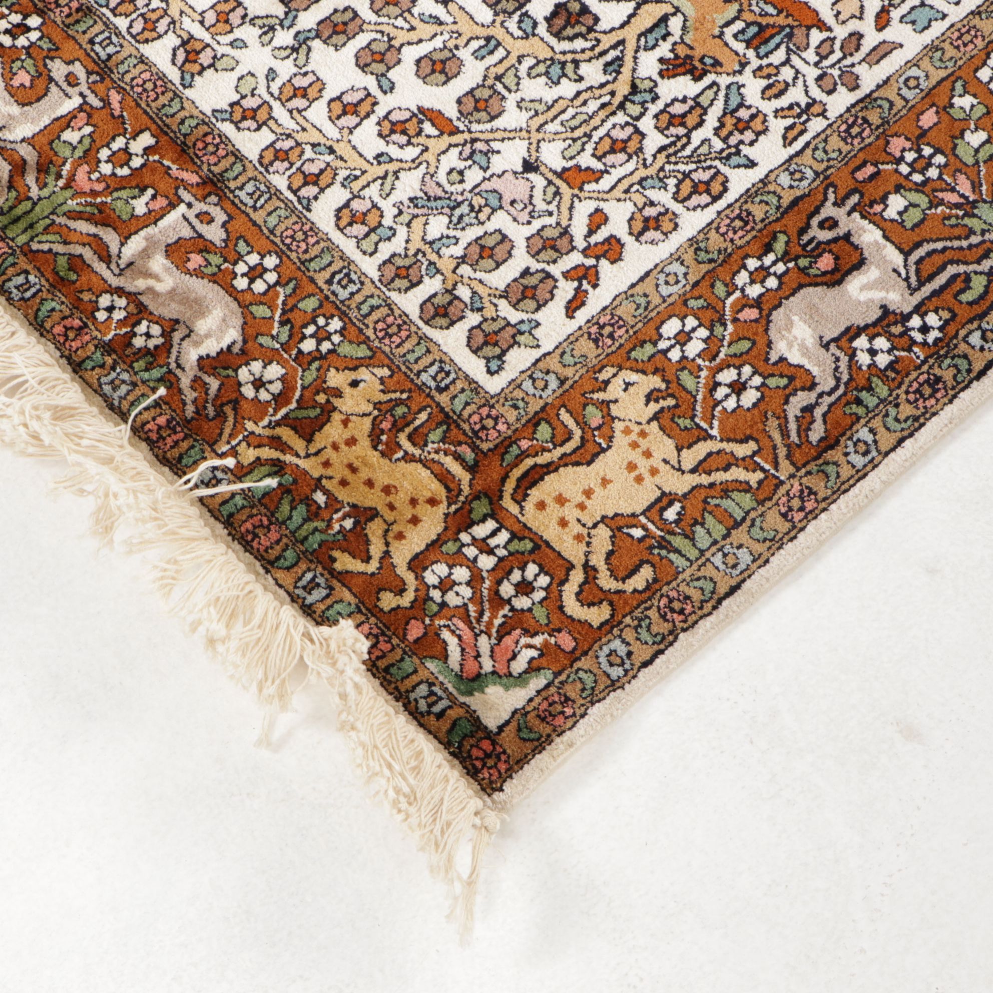 2'6 x 4' Hand-Knotted Indo-Persian Silk Accent Rug