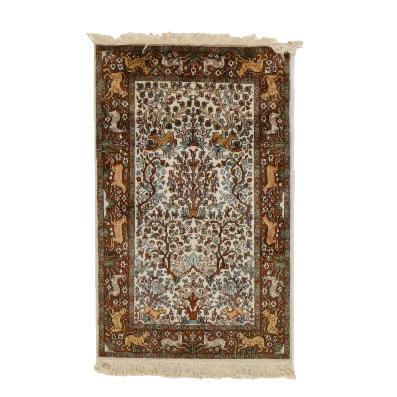 2'6 x 4' Hand-Knotted Indo-Persian Silk Accent Rug