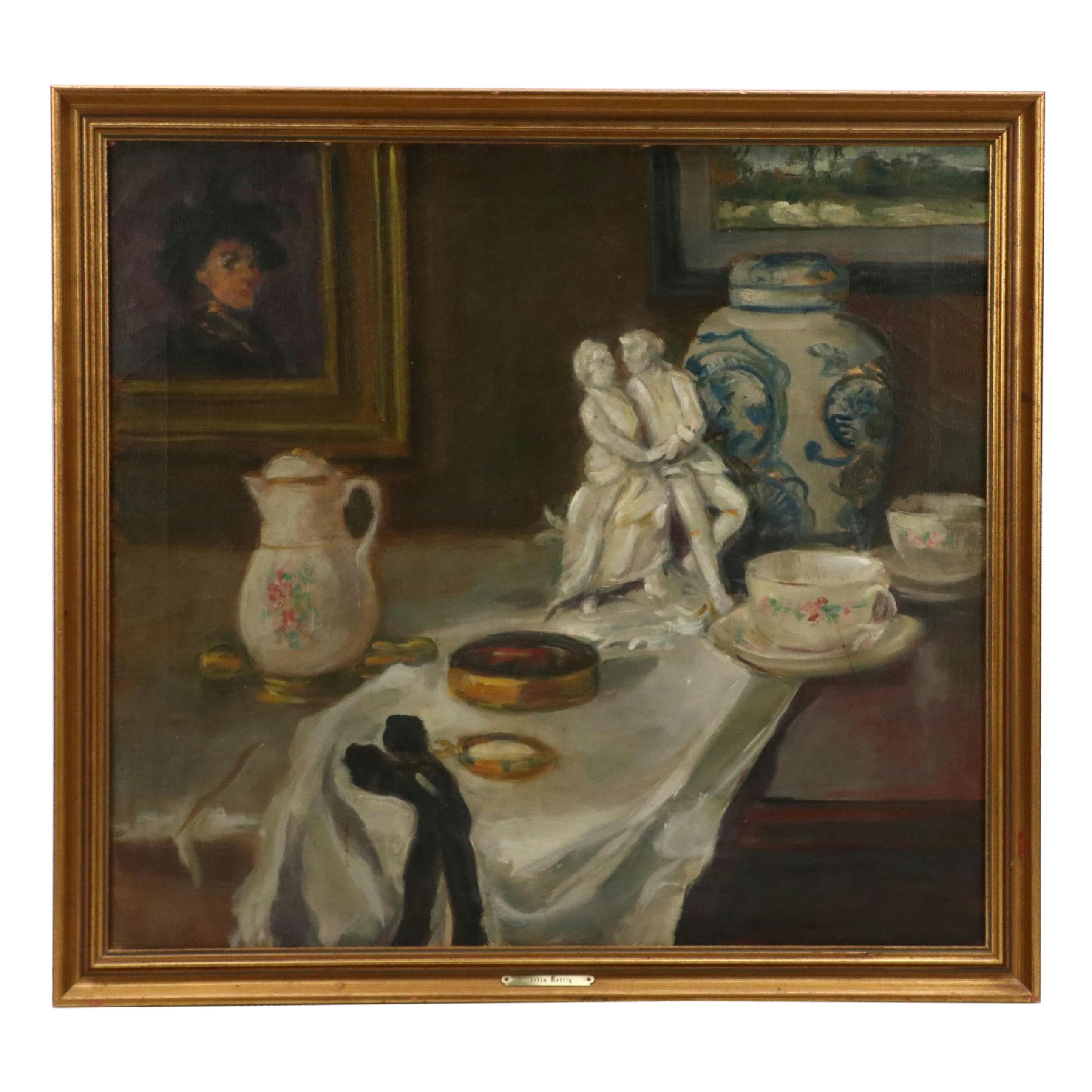 Attributed to Martin Rettig Still Life Oil Painting, Early 20th Century