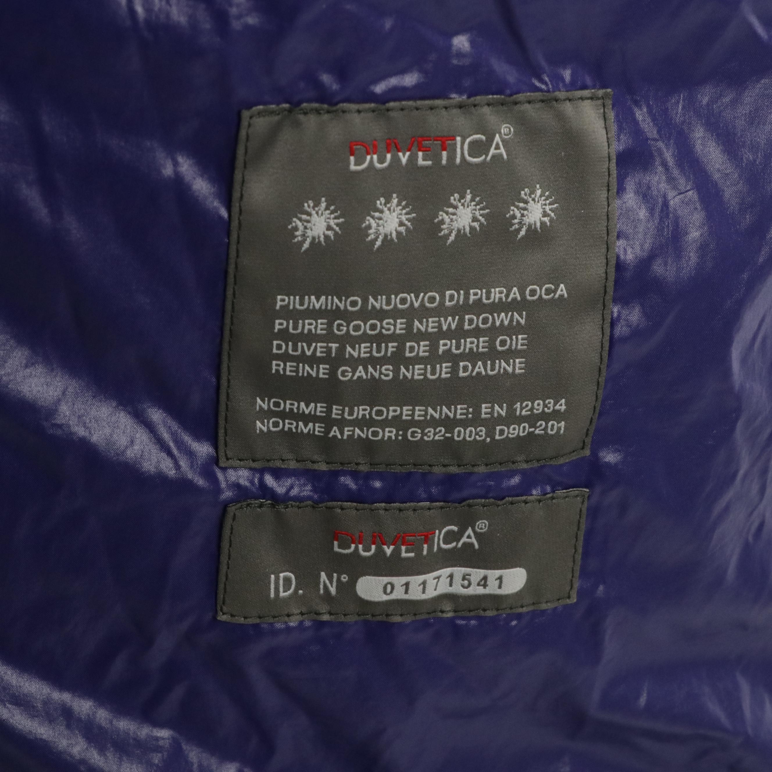 Duvetica Royal Purple and Grey Shiny Nylon Puffer Coat