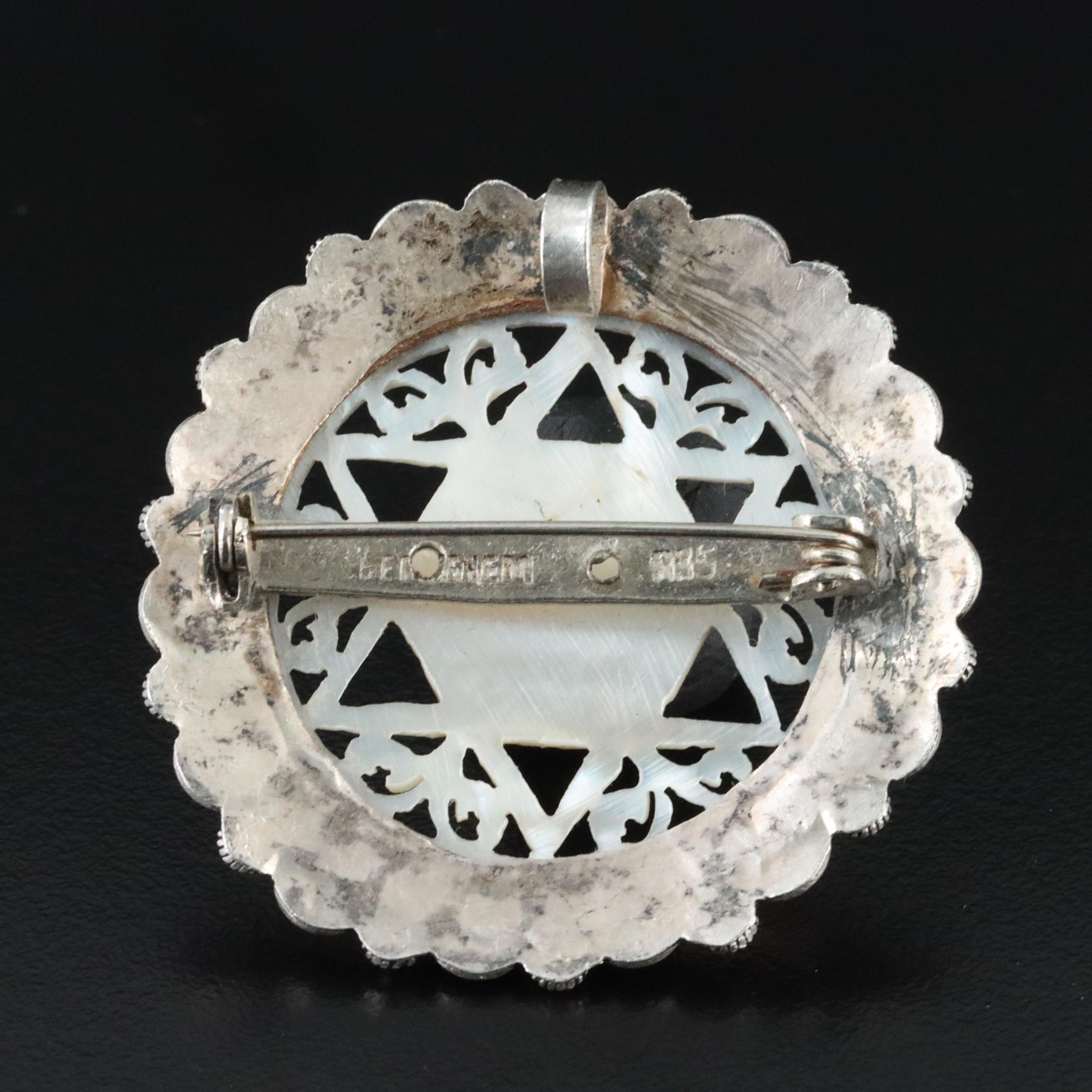 935 Silver Mother of Pearl Star of David Converter Brooch