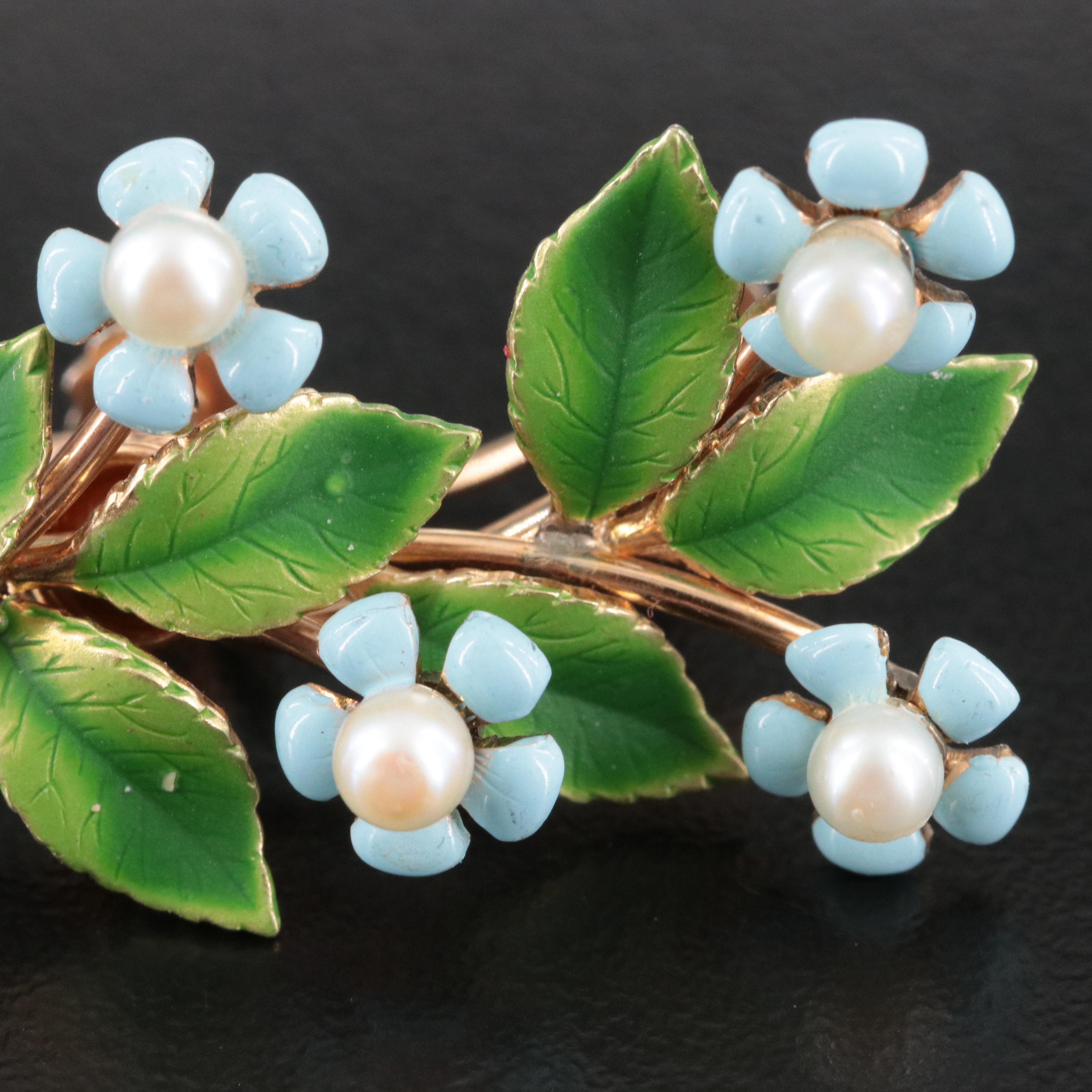 14K Opal Butterfly Pendant/Brooch with Krementz Floral Seed Pearl Earrings