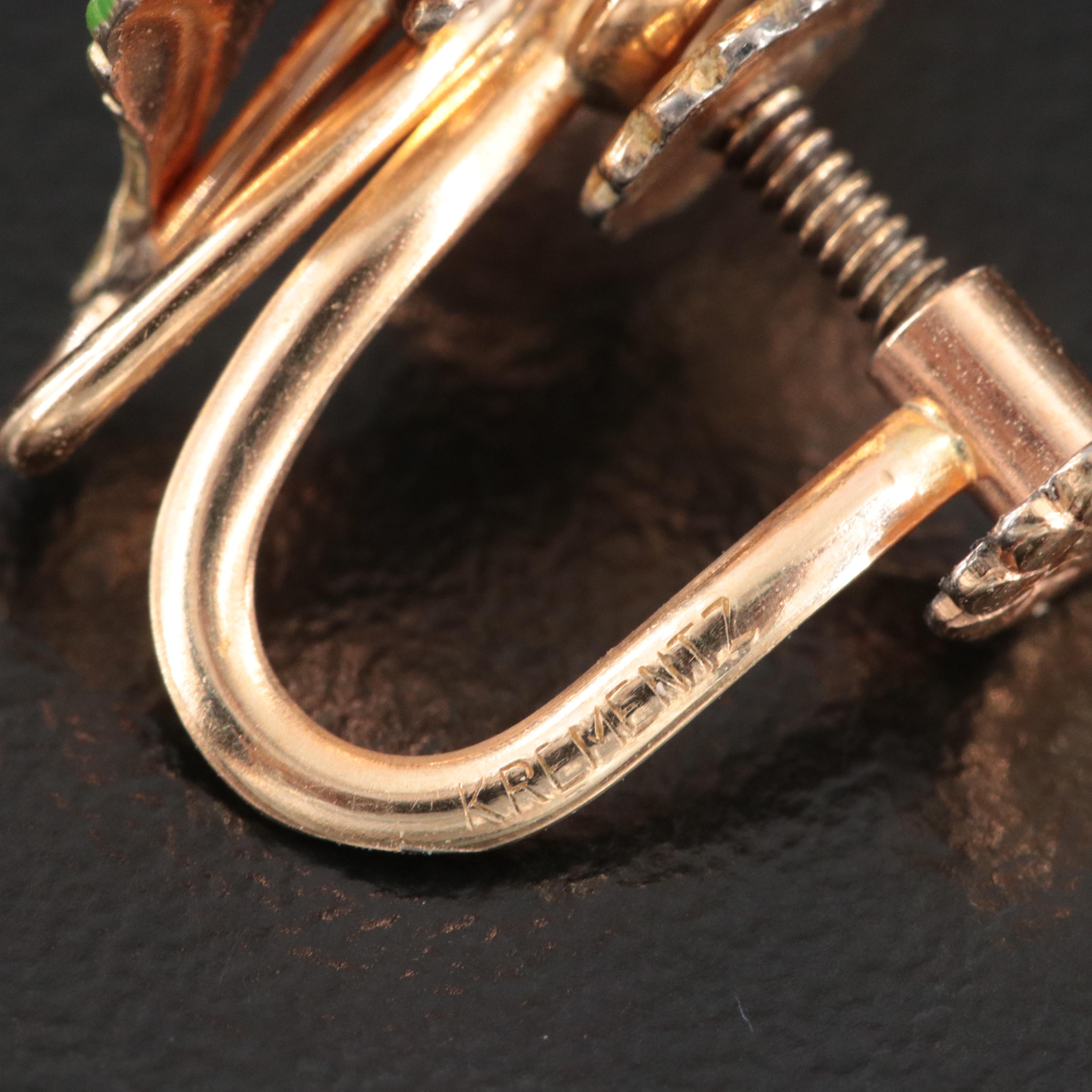 14K Opal Butterfly Pendant/Brooch with Krementz Floral Seed Pearl Earrings