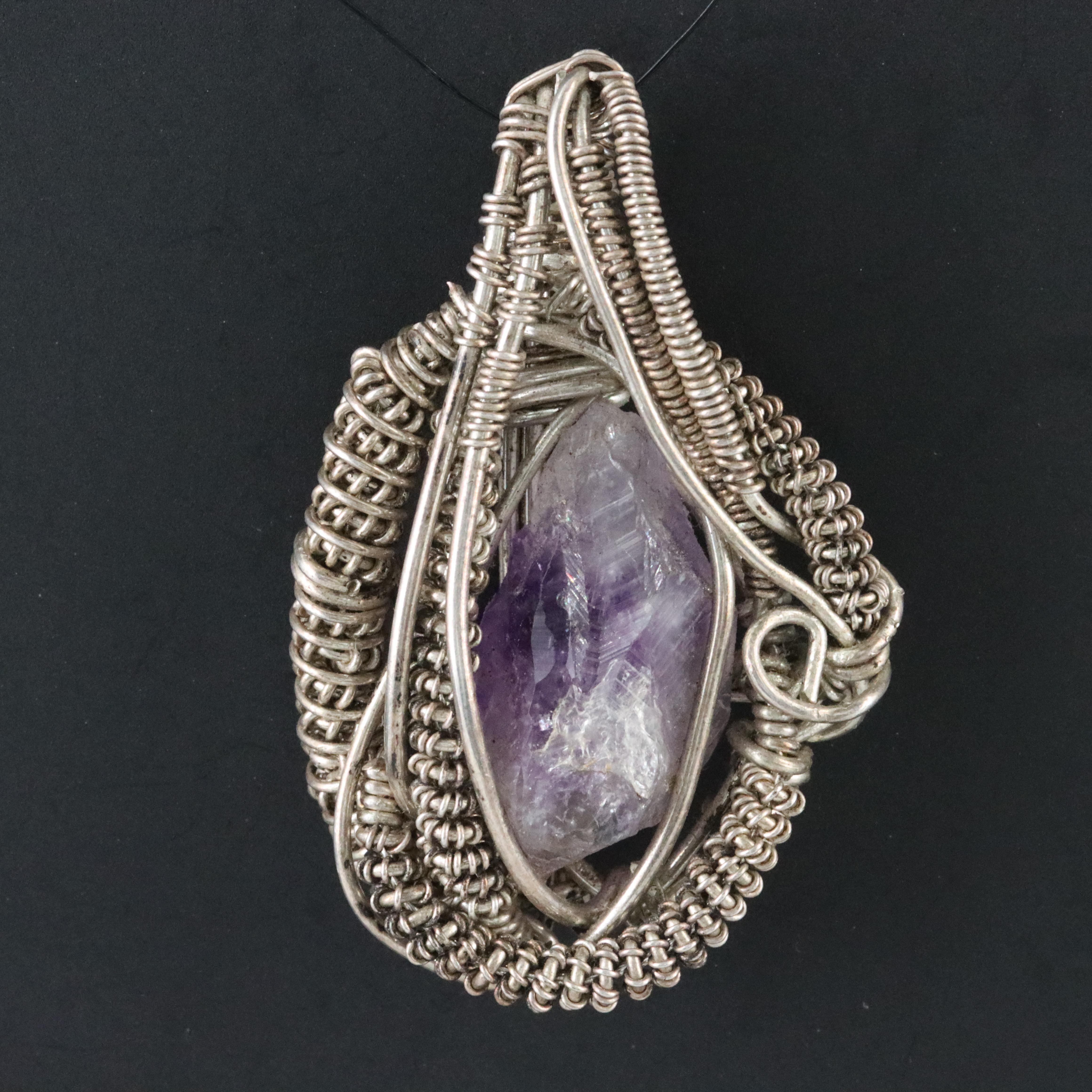 Sterling Amethyst Wire Wrap Pendant
