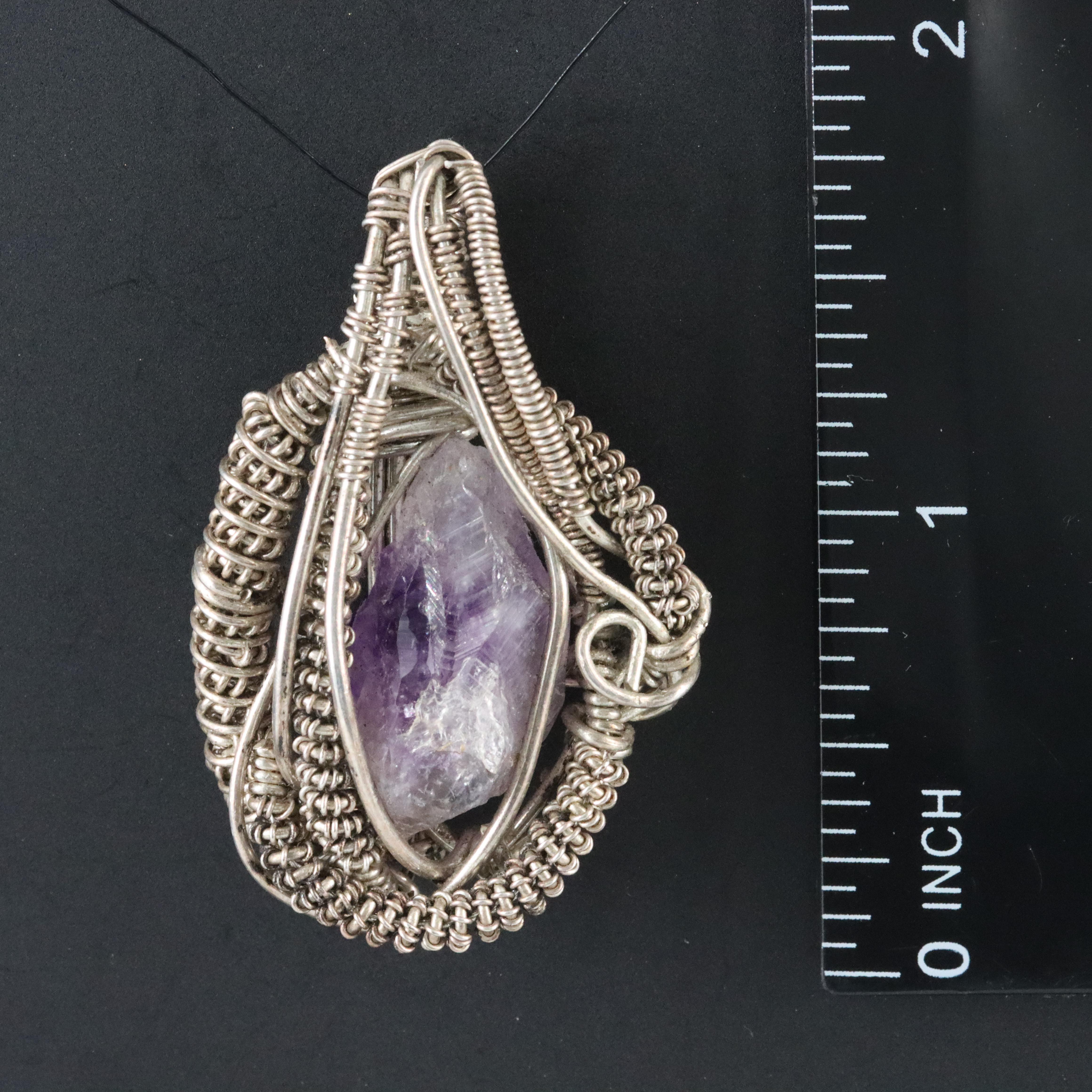 Sterling Amethyst Wire Wrap Pendant