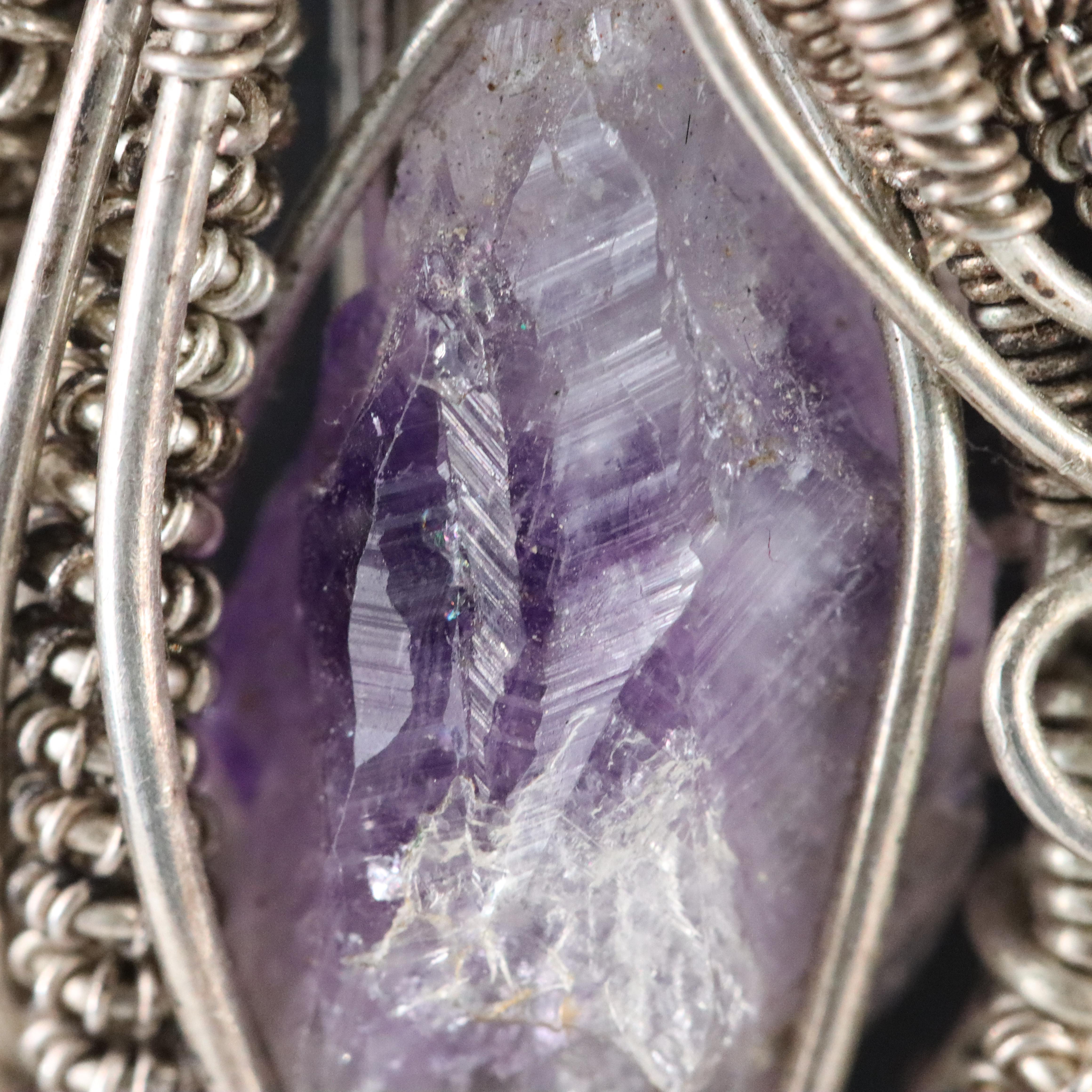 Sterling Amethyst Wire Wrap Pendant