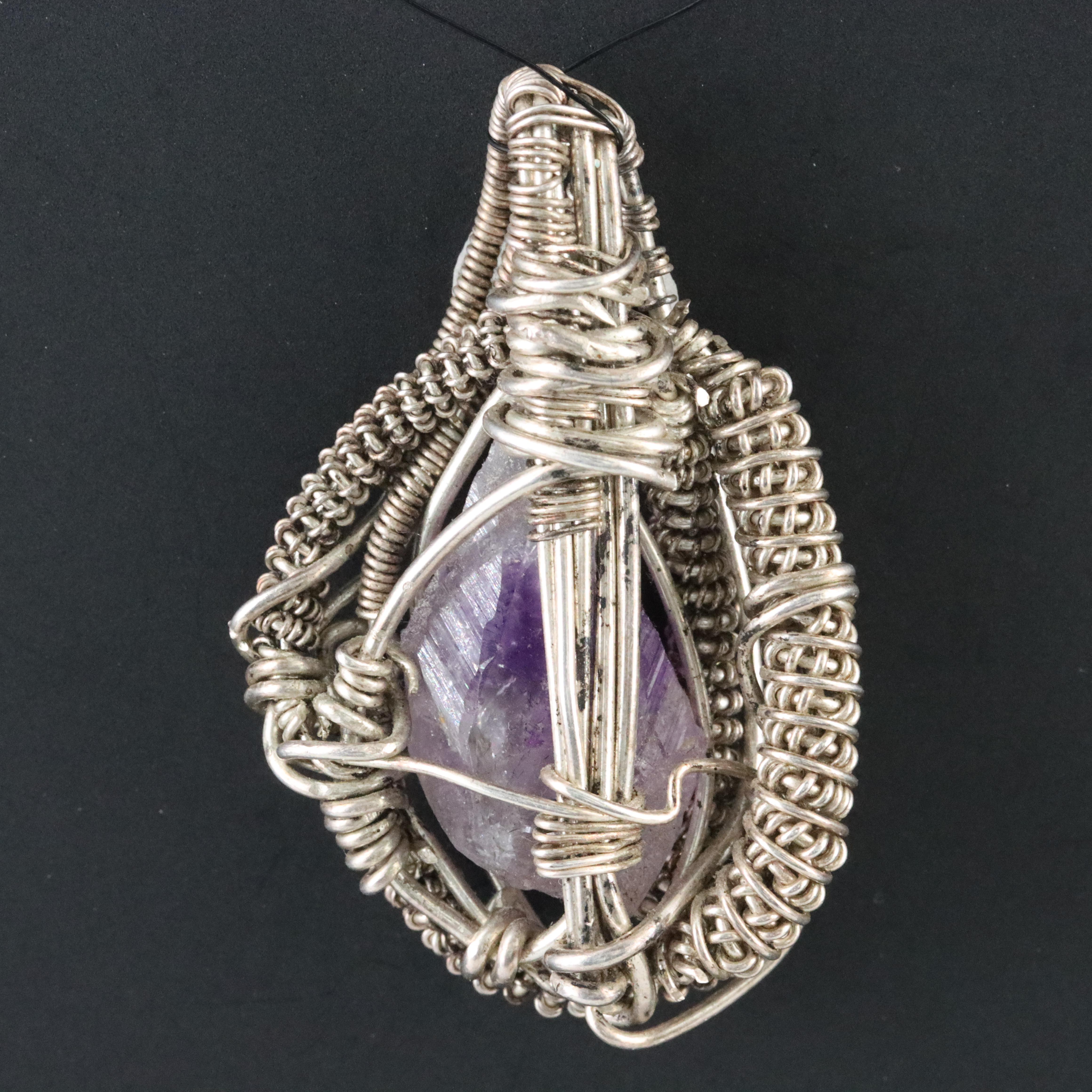 Sterling Amethyst Wire Wrap Pendant
