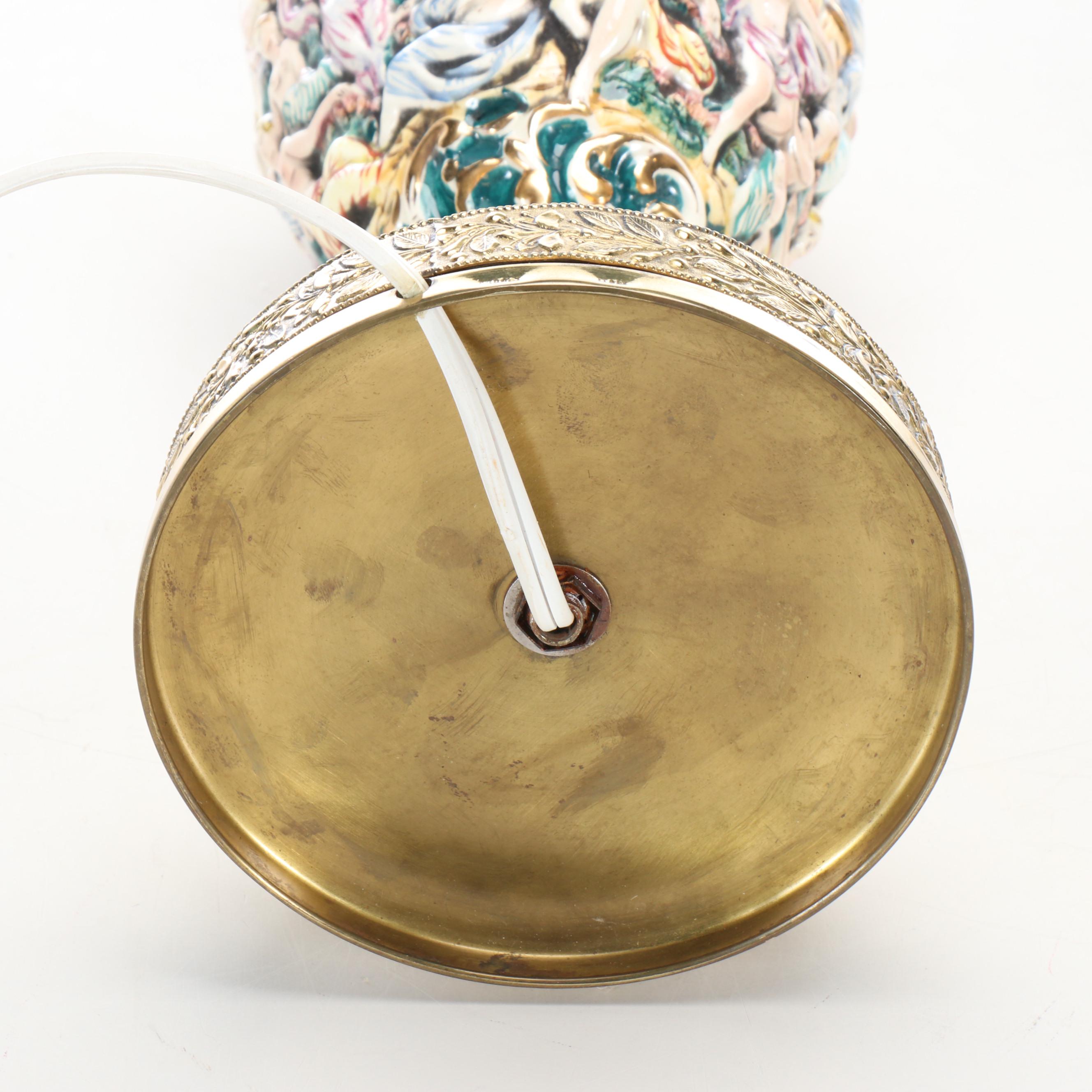 Italian Openwork Capdimonte Neoclassical Style Table Lamps