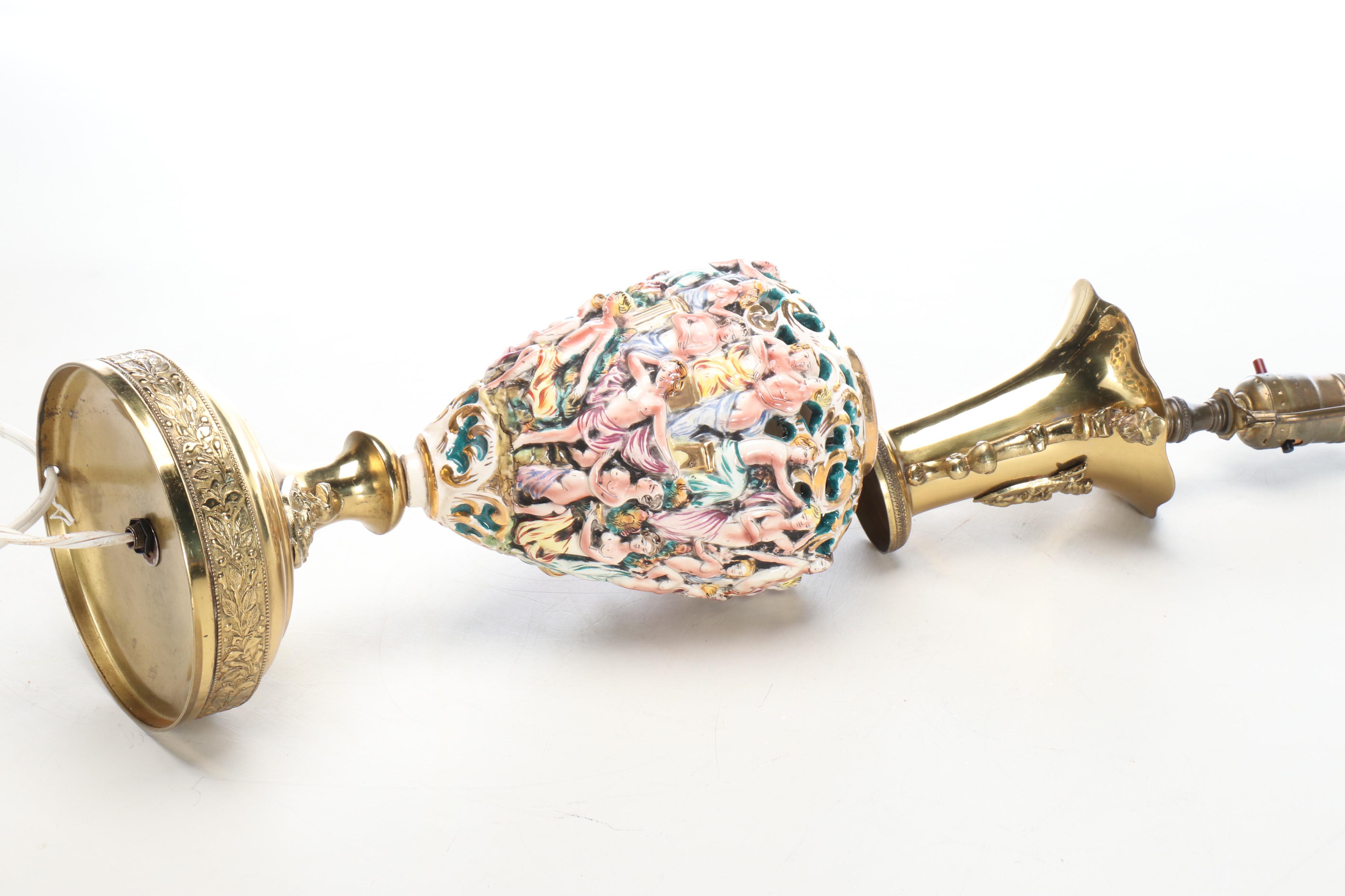 Italian Openwork Capdimonte Neoclassical Style Table Lamps