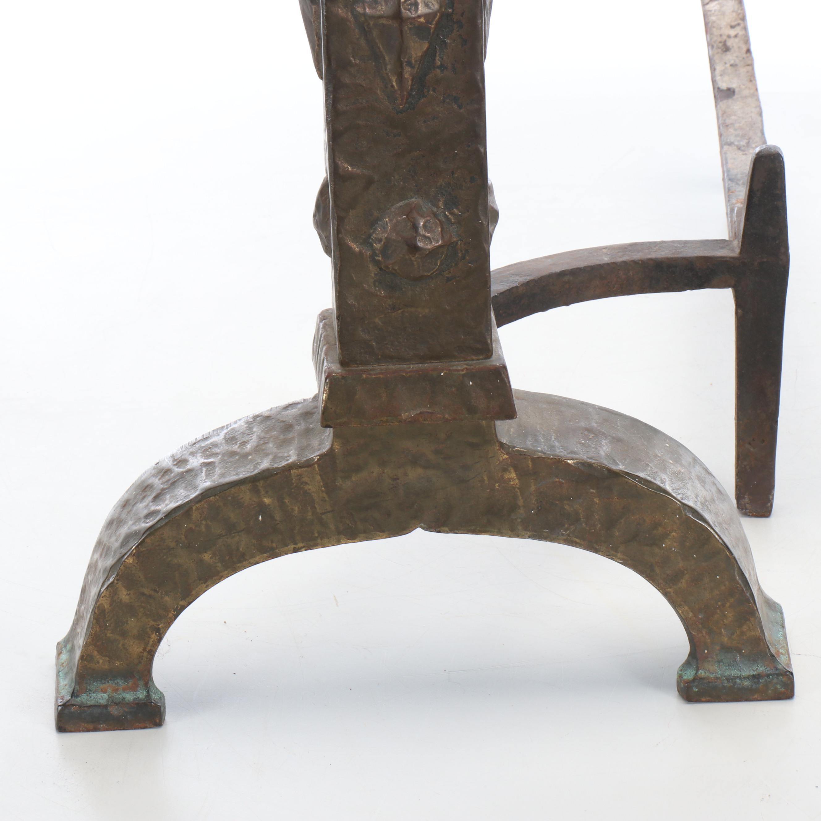 Bronzed Cast Iron Fireplace Andirons