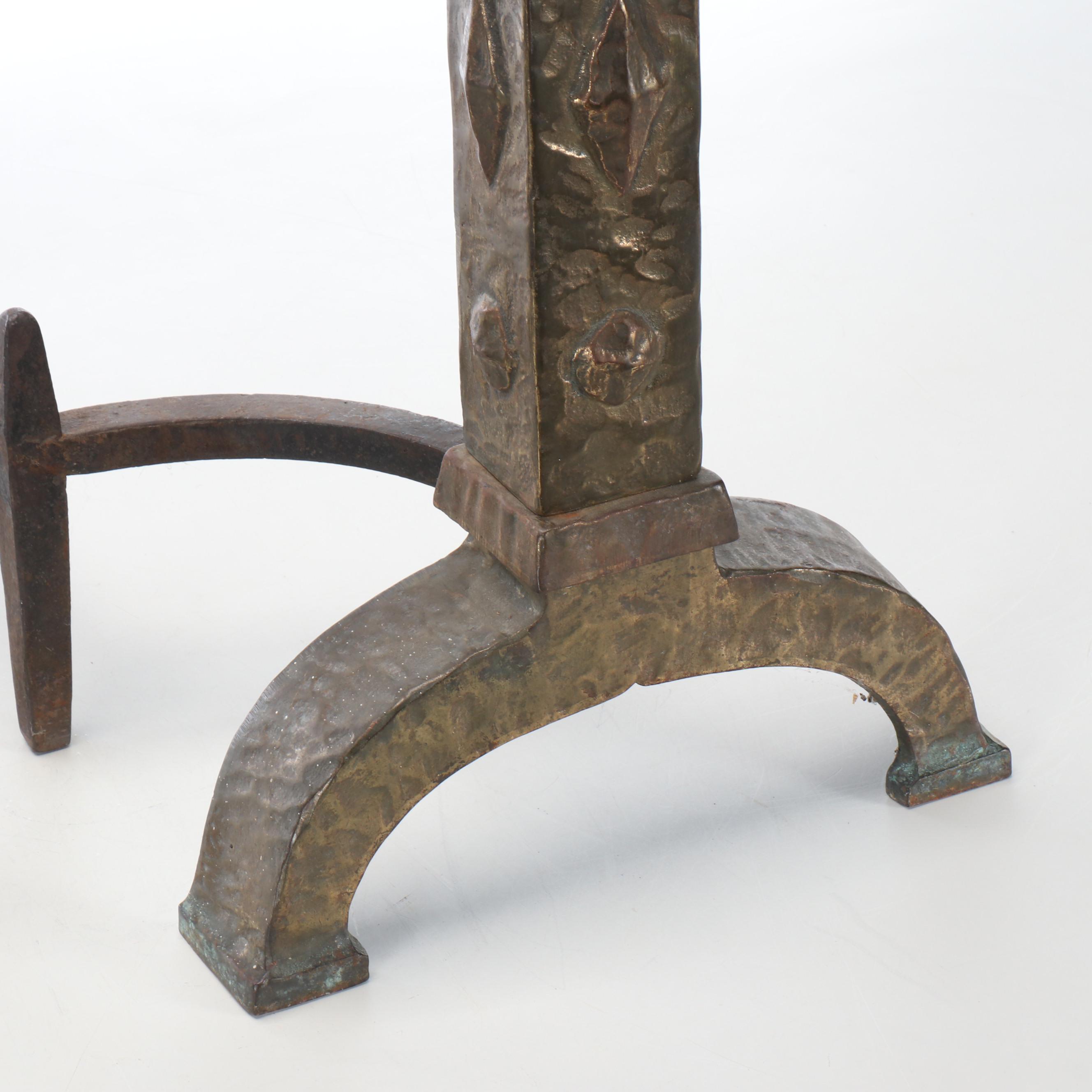 Bronzed Cast Iron Fireplace Andirons