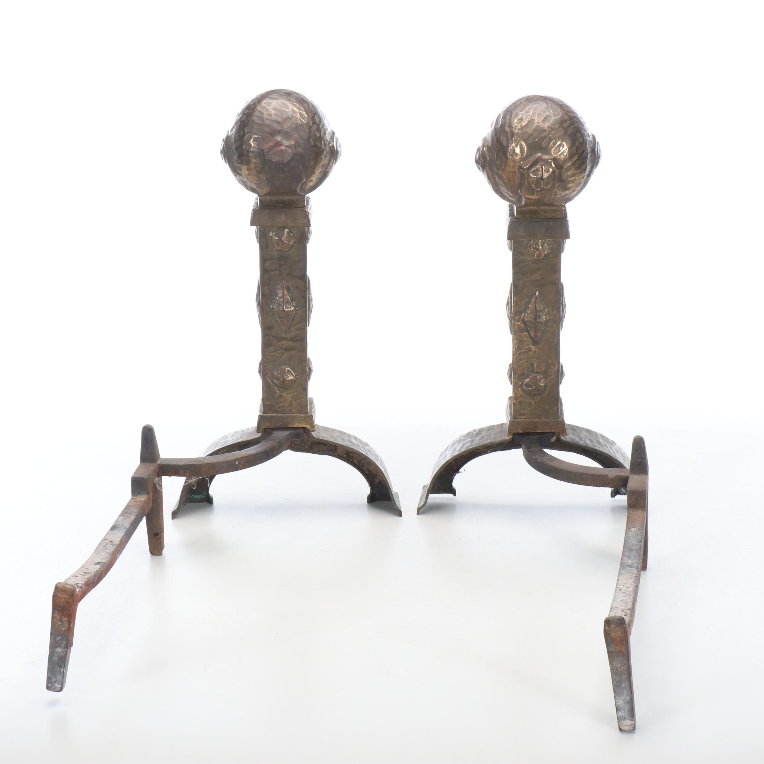 Bronzed Cast Iron Fireplace Andirons