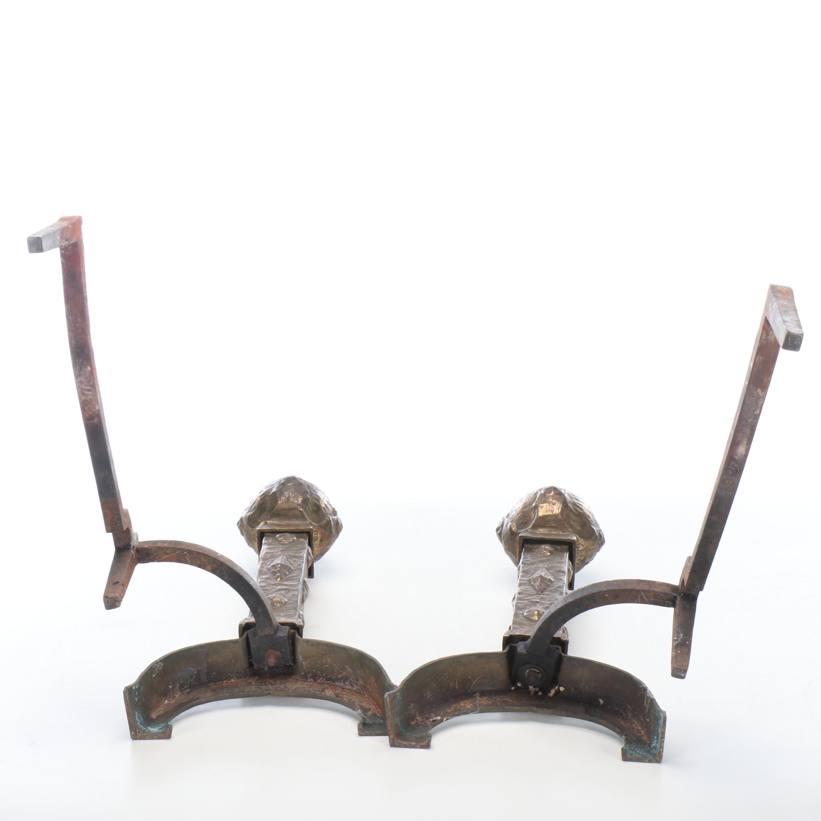 Bronzed Cast Iron Fireplace Andirons