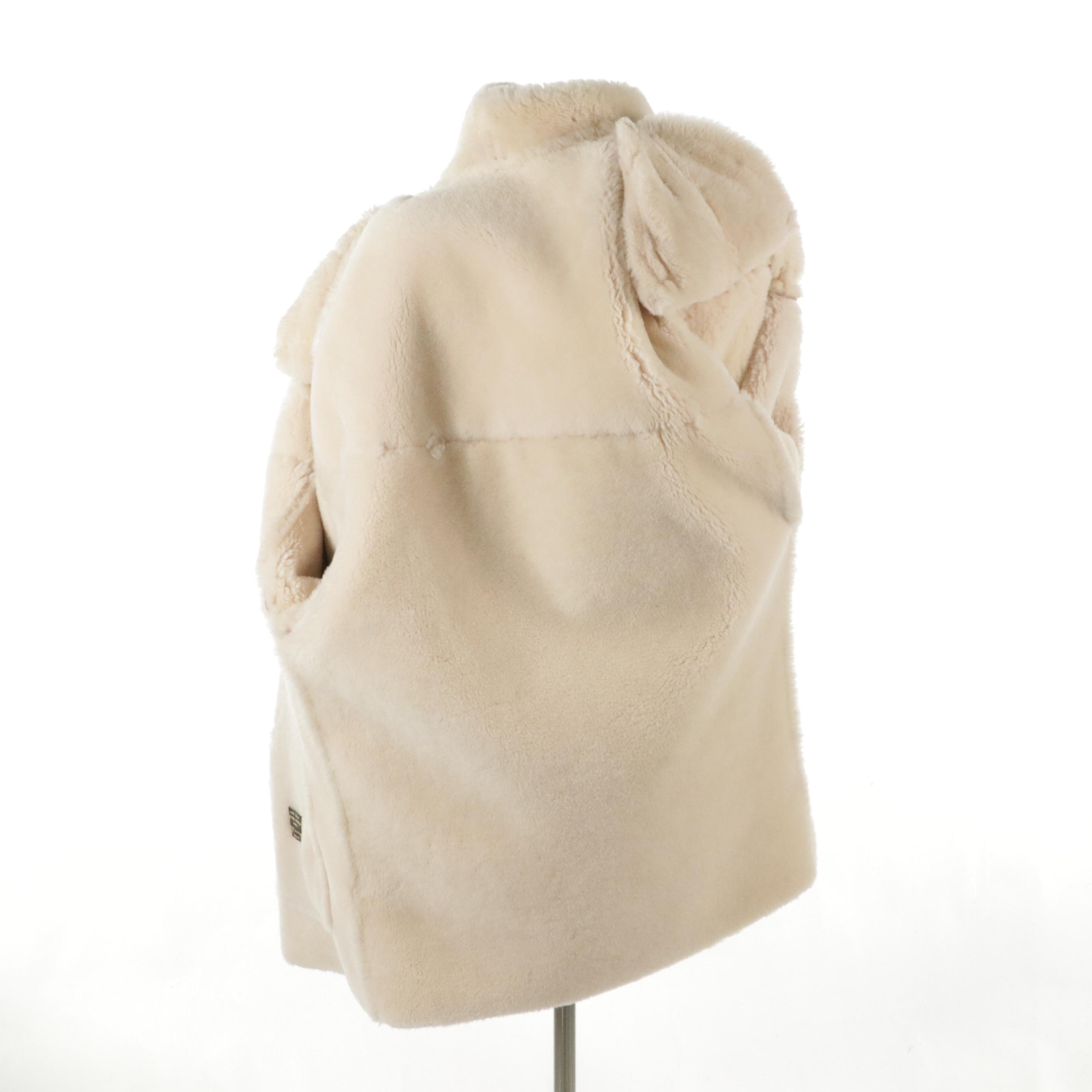 Blassport Vintage Baby Pink Shearling Shawl Collar Coat