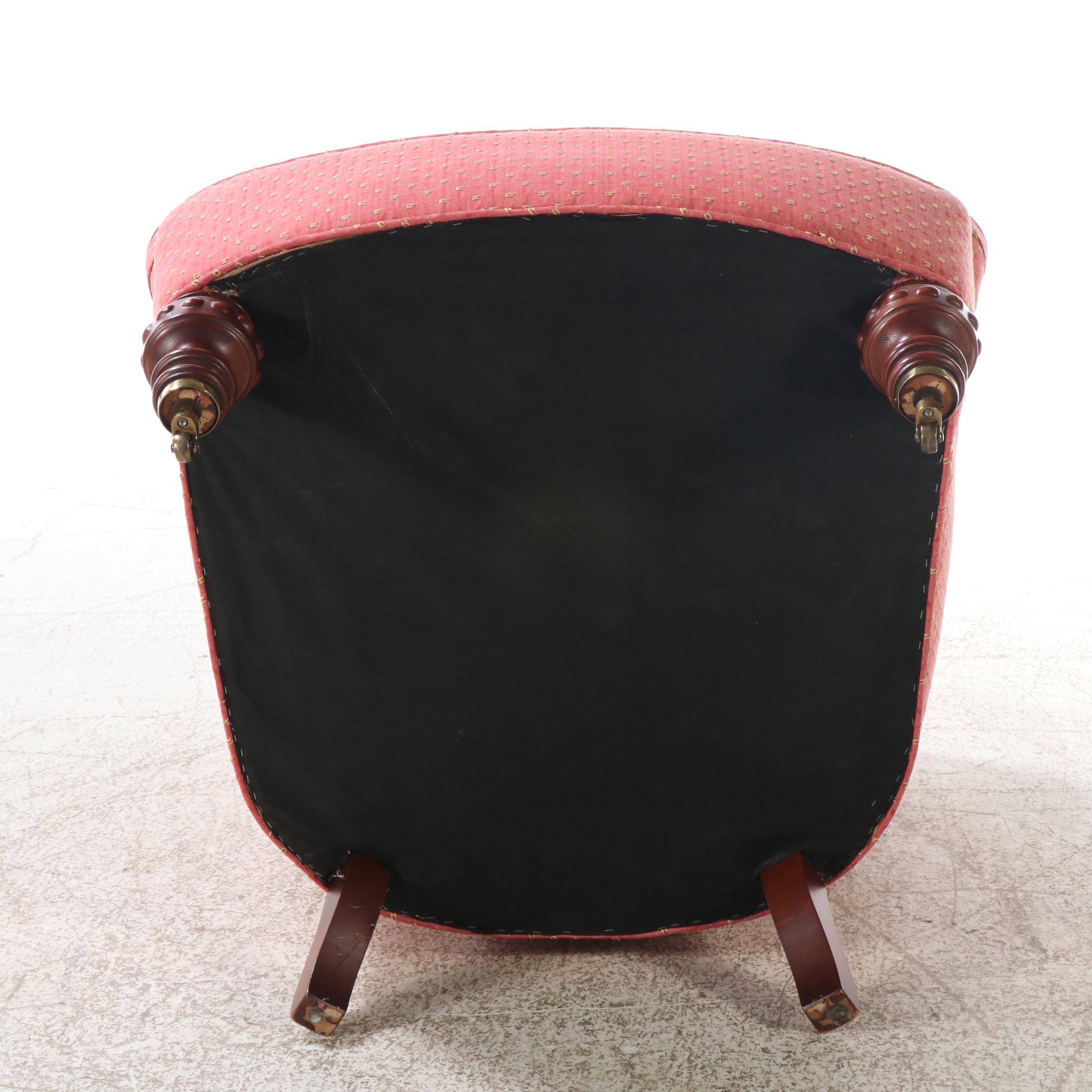 Pair of Button-Tufted Fabric Upholstered Lounge Chairs, Late 20th Century