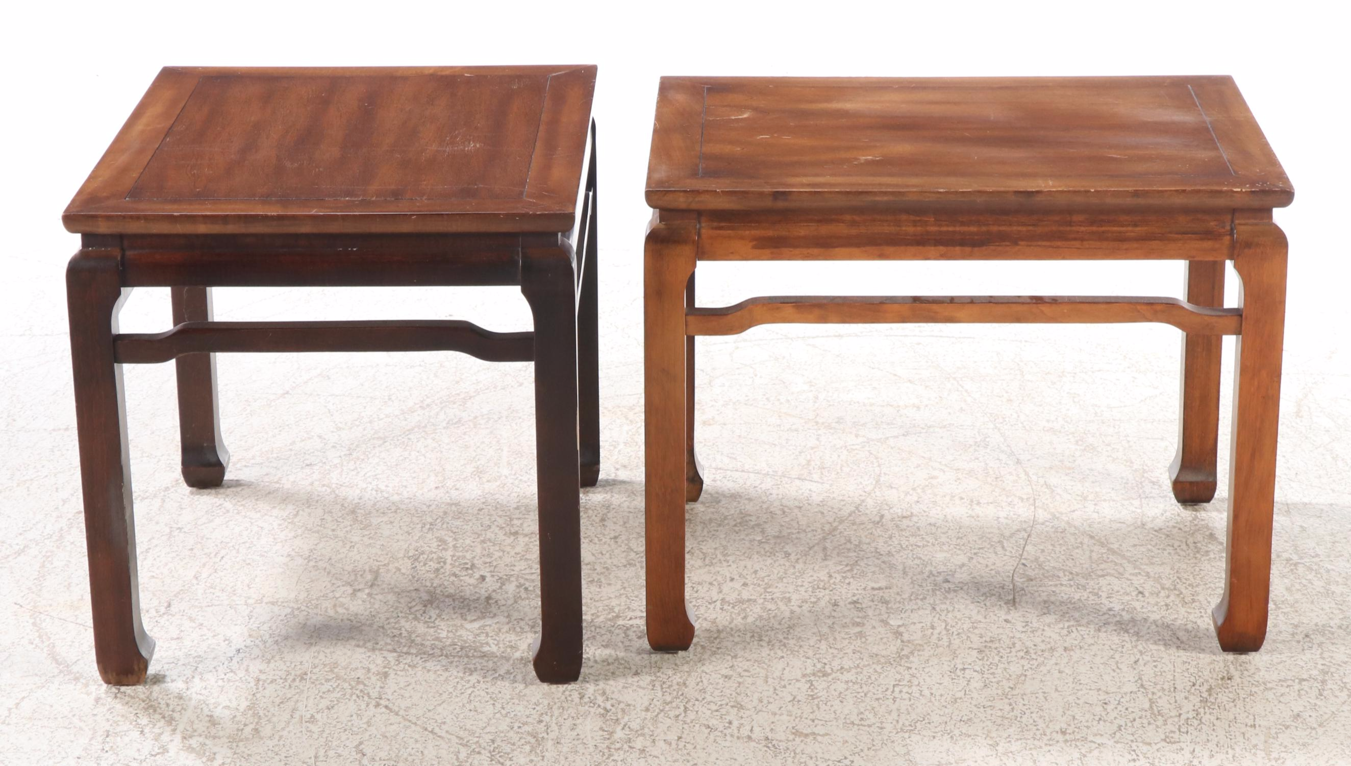 Pair of Chinese Style Wood End Tables