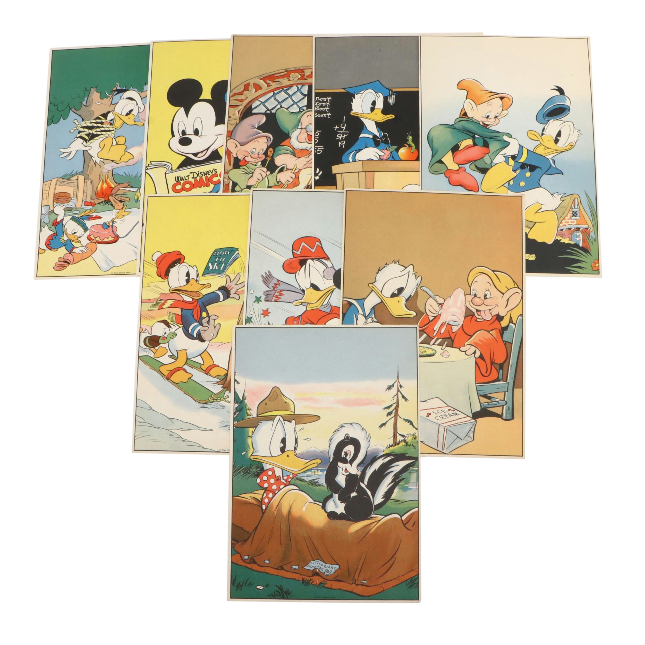 Vintage Disney Carl Barks Illustrated Donald Duck Prints, Mid 20th Century