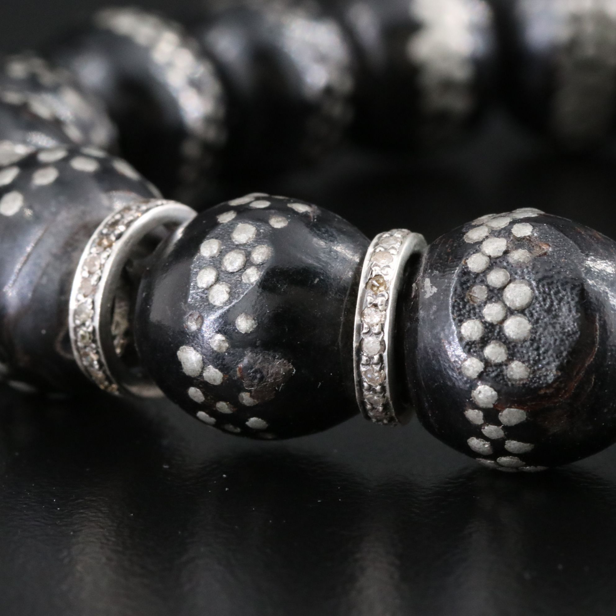 Sheryl Lowe Coral Bead Bracelet with Sterling Diamond Accent Beads