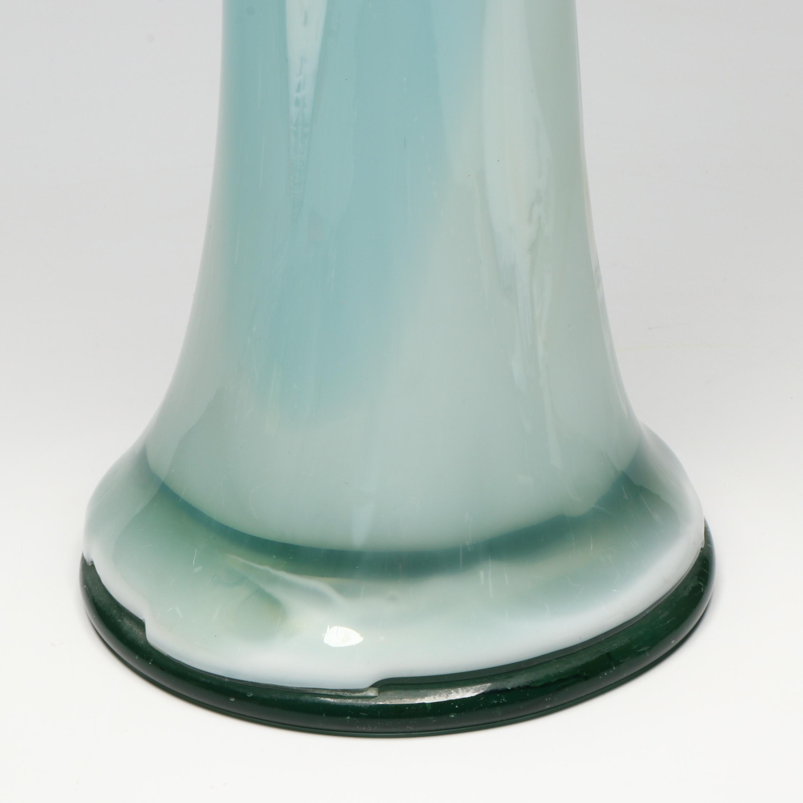 Mid Century Modern Style Handblown Blue Art Glass Vase