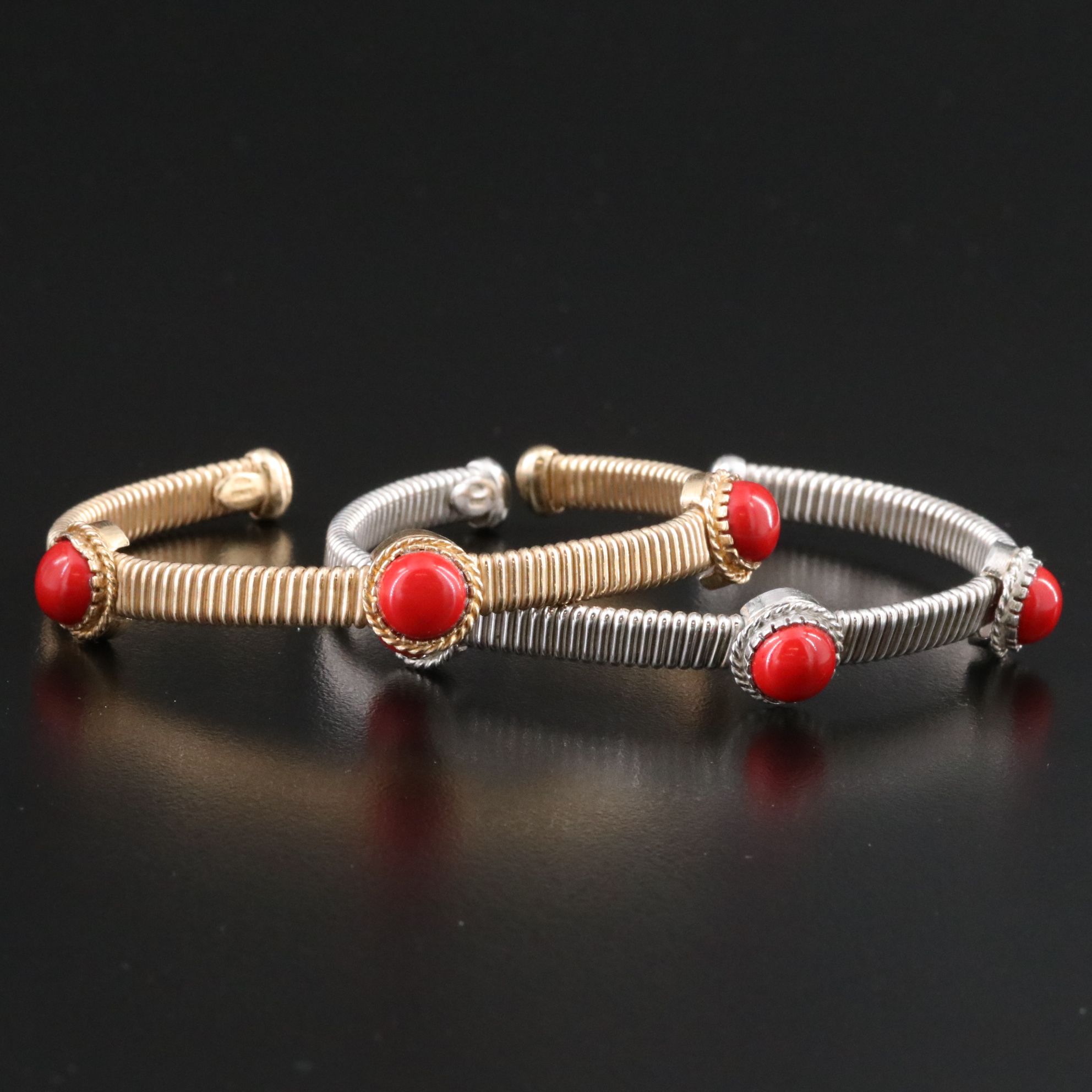 Italian Sterling Imitation Coral Bracelets
